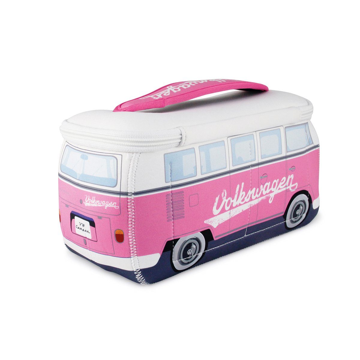 Kulturbeutel Bulli Volkswagen Schriftzug/Pink Bus Neopren Reisebeutel, Design BRISA T1 Schminktasche, VW Collection Kosmetiktasche im by