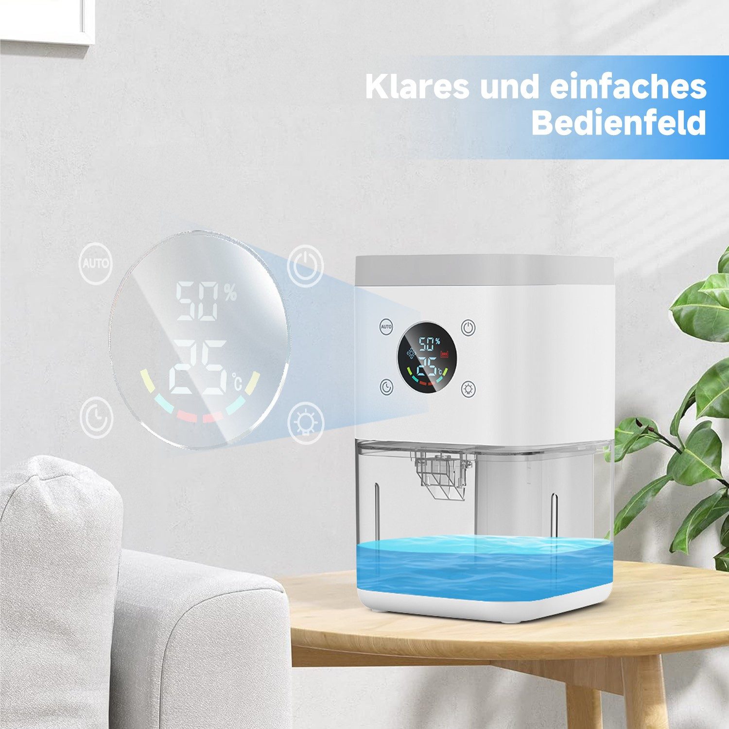 LEENON Luftentfeuchter Elektrisch, Leise Dehumidifier, Raumentfeuchter mit Funktion Abtauen, für 30 m³ Räume, Entfeuchtung 0,35 l/Tag, Tank 1,8 l, Luftreinigung, Gegen Feuchtigkeit, Ideal für Schlafzimmer Badezimmer
