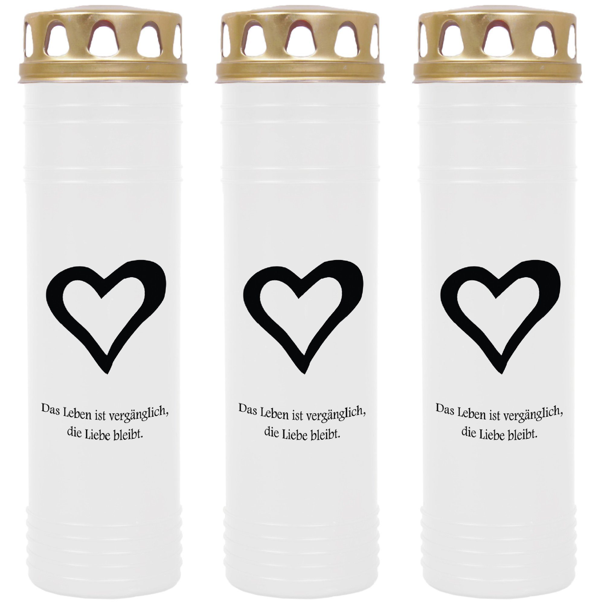 HS Candle Grabkerze mit Motiv 100h Brenndauer (3-tlg), Ø7xH25 cm, Grabkerze mit Motiv im 1er, 3er, 6er, 9er Pack