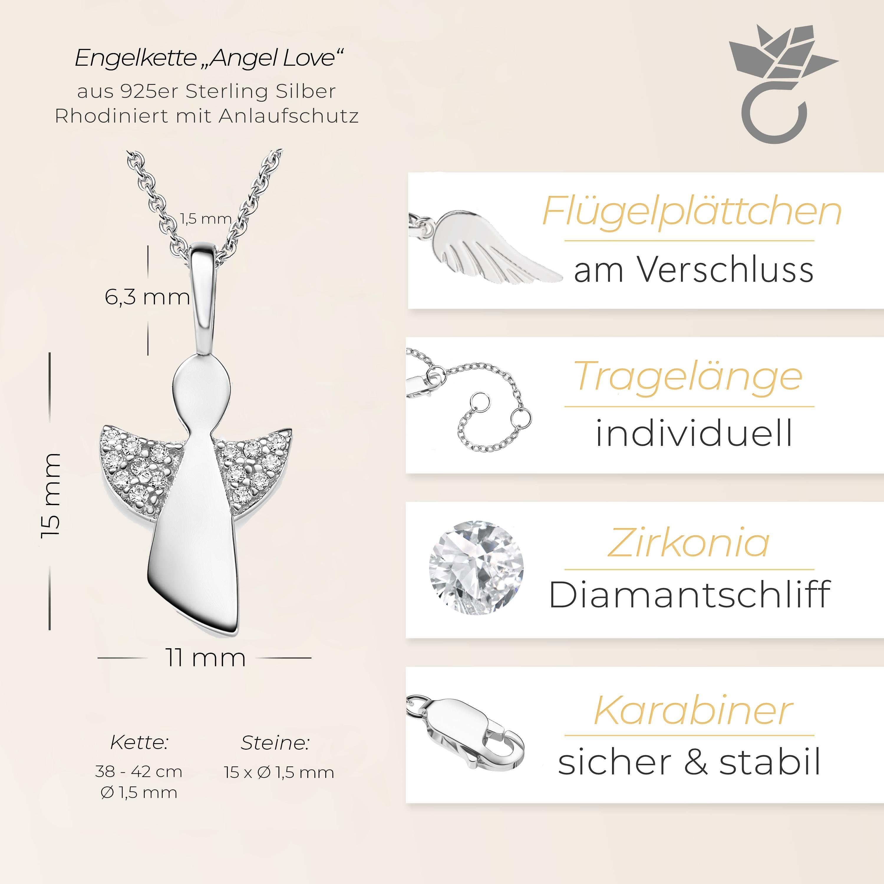 Taufe Goldkette zur Silber Taufkette Geburt Einschulung hochwertig Schutzengel Kinderkette Kette Gold Kommunionsgeschenk, vergoldet, Kette Kinder-Schmuck (individuell Geschenk Halskettenlänge) 925 anpassbare Erst-Kommunion mit Mädchen, Anhänger Schulanfang Engel-Anhänger Firmung Rosegold oder Tauf-Geschenk Silberkette Mädchen Konfirmation Amoonic für Halskette,