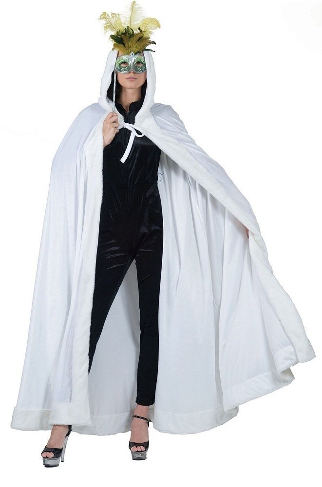 Funny Fashion Kostüm Venezianischer Umhang mit Kapuze - Weiß
