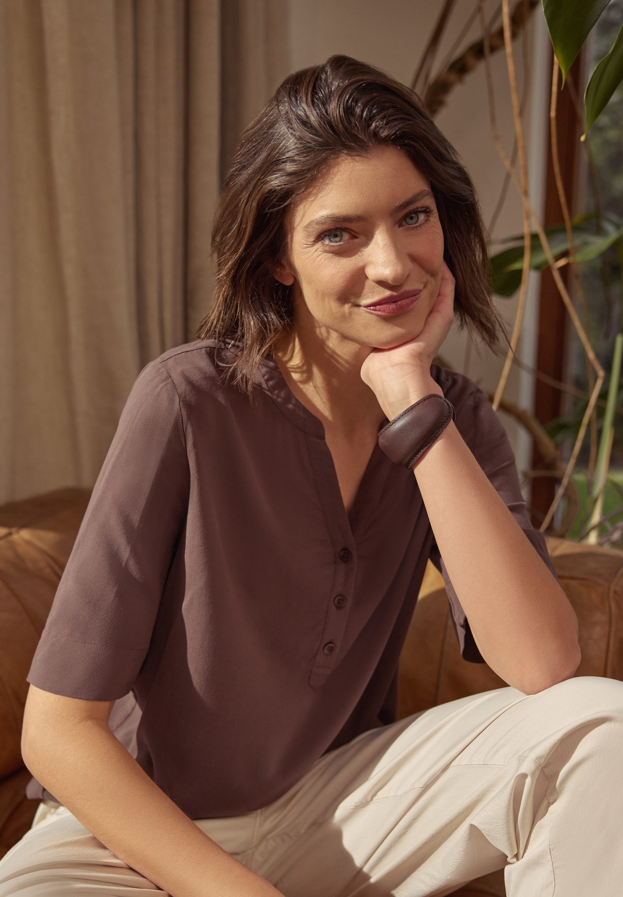 CECIL Kurzarmbluse mit Knopfleiste