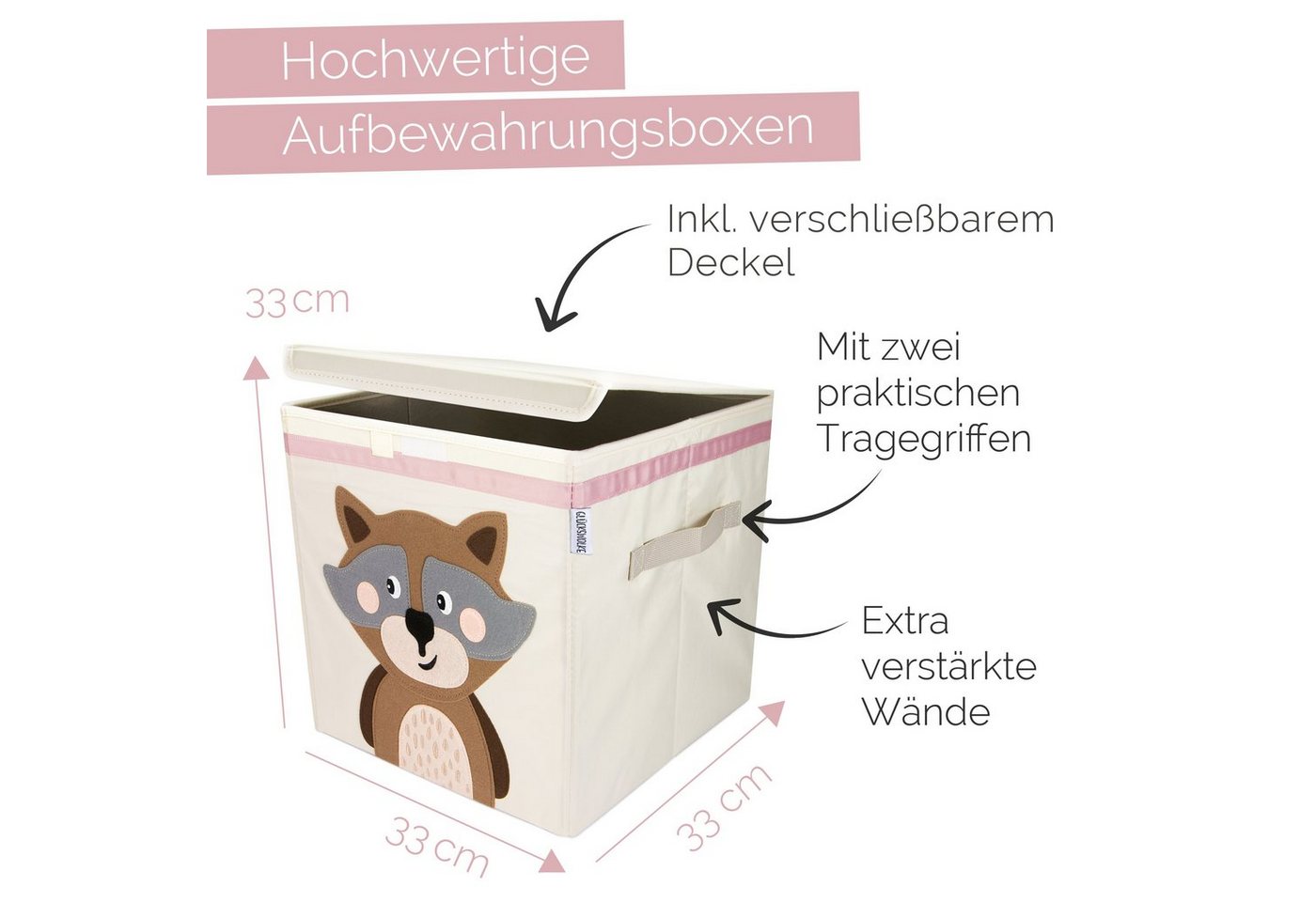 Thumbnail - GLÜCKSWOLKE Aufbewahrungsbox Kinder - 15 Motive I Spielzeugkiste mit Deckel für Kinderzimmer (Größe 33x33x33), Boxen zur...