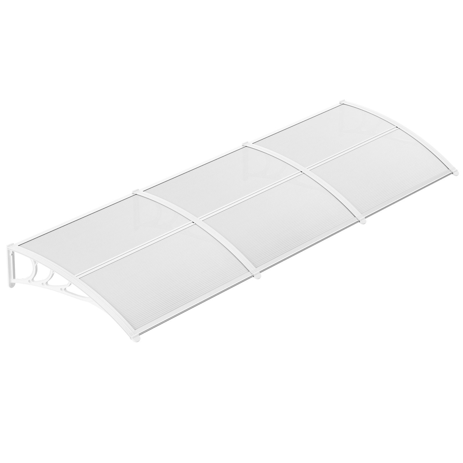 TLGREEN Vordach für Haustür, (270x98.5cm Haustürvordach, Pultbogenvordach aus Transparent Polycarbonat und Aluminium Rahmen), für draußen Sonnenschutz Regenschutz