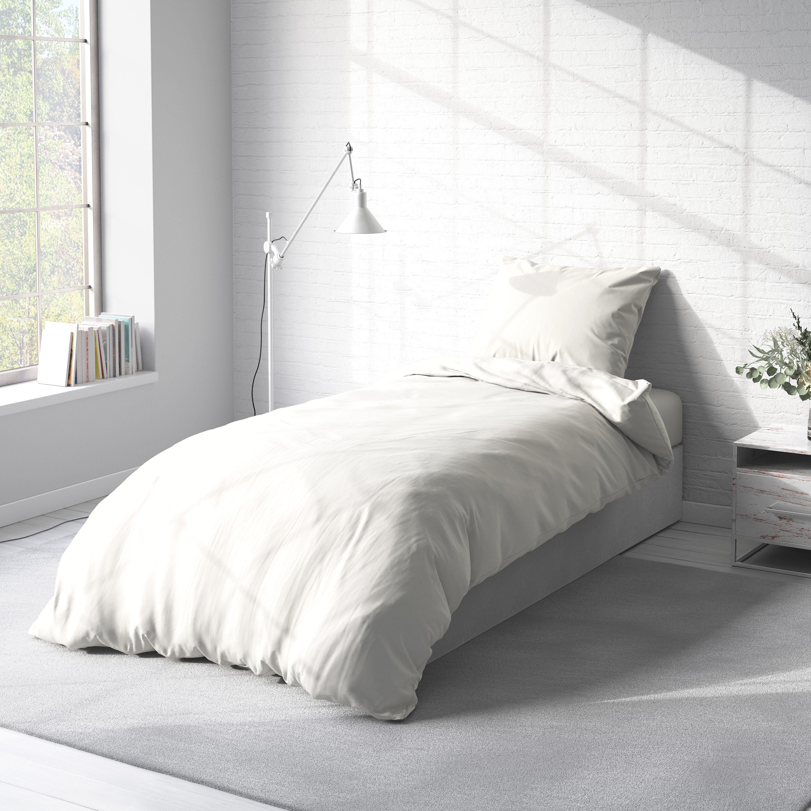 One Home Bettwäsche Unifarben Einfarbig, Renforcé, 2 teilig, Baumwolle mit Reißverschluss, Normalgröße