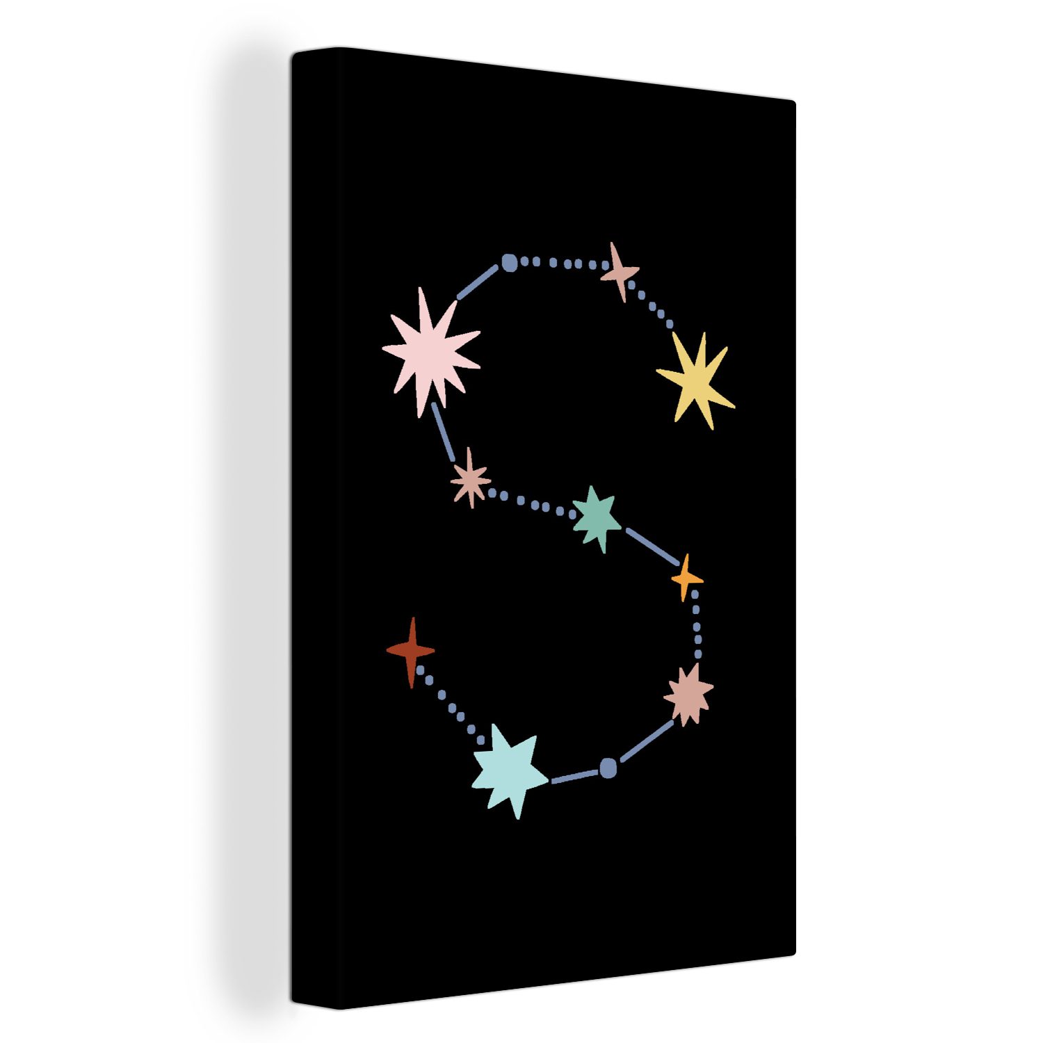 OneMillionCanvasses® Leinwandbild Alphabet - Kinder - Buchstabe - S, (1 St), Leinwand Bilder für Wohnzimmer Schlafzimmer, 40x60 cm bunt