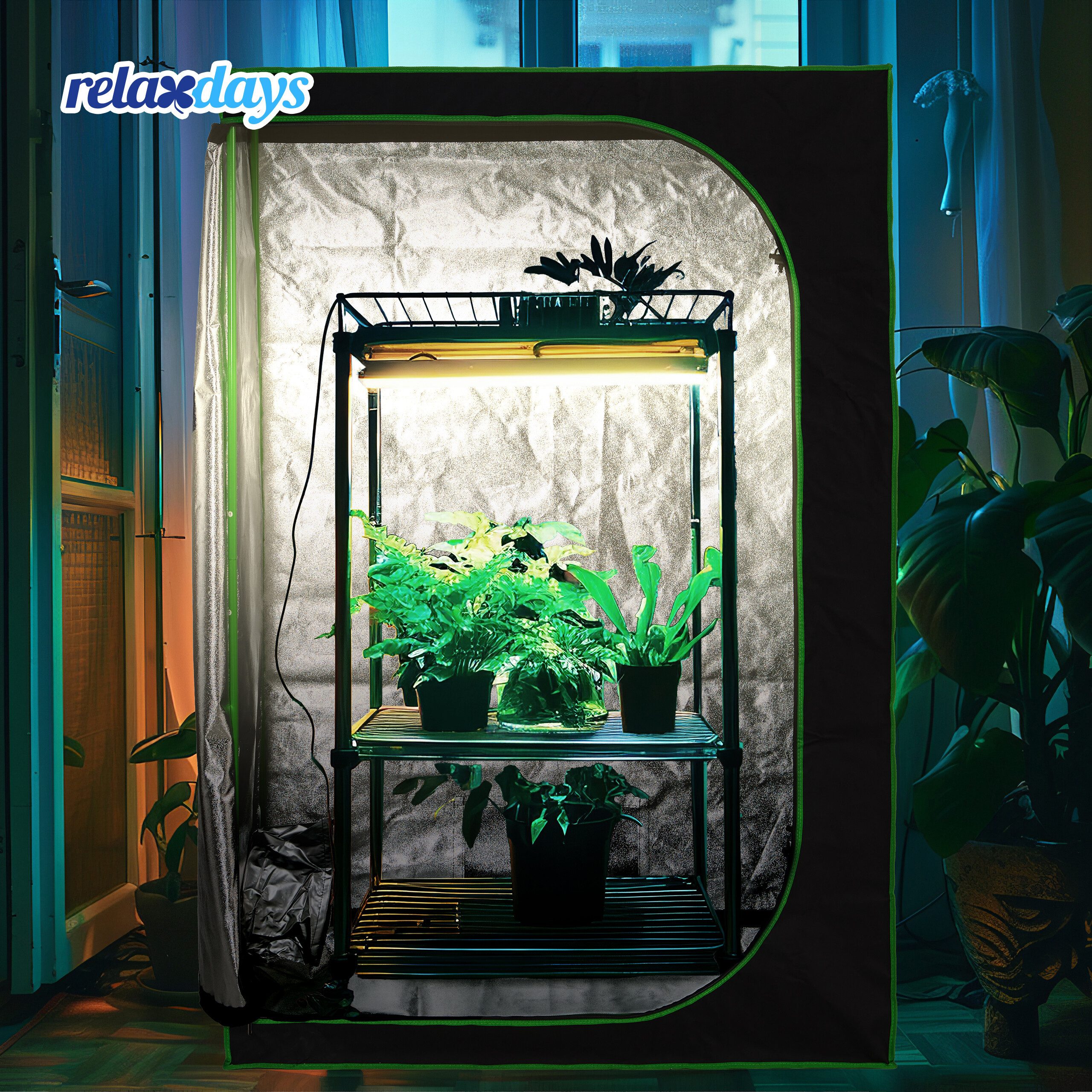 relaxdays Gewächshaus Growzelt für innen, BxTxH: 40 x 40 x 120 cm, BxLxH: 40 x 40 x 120 cm, 5-St., 40 x 40 x 120 cm – Bild 3 von 5