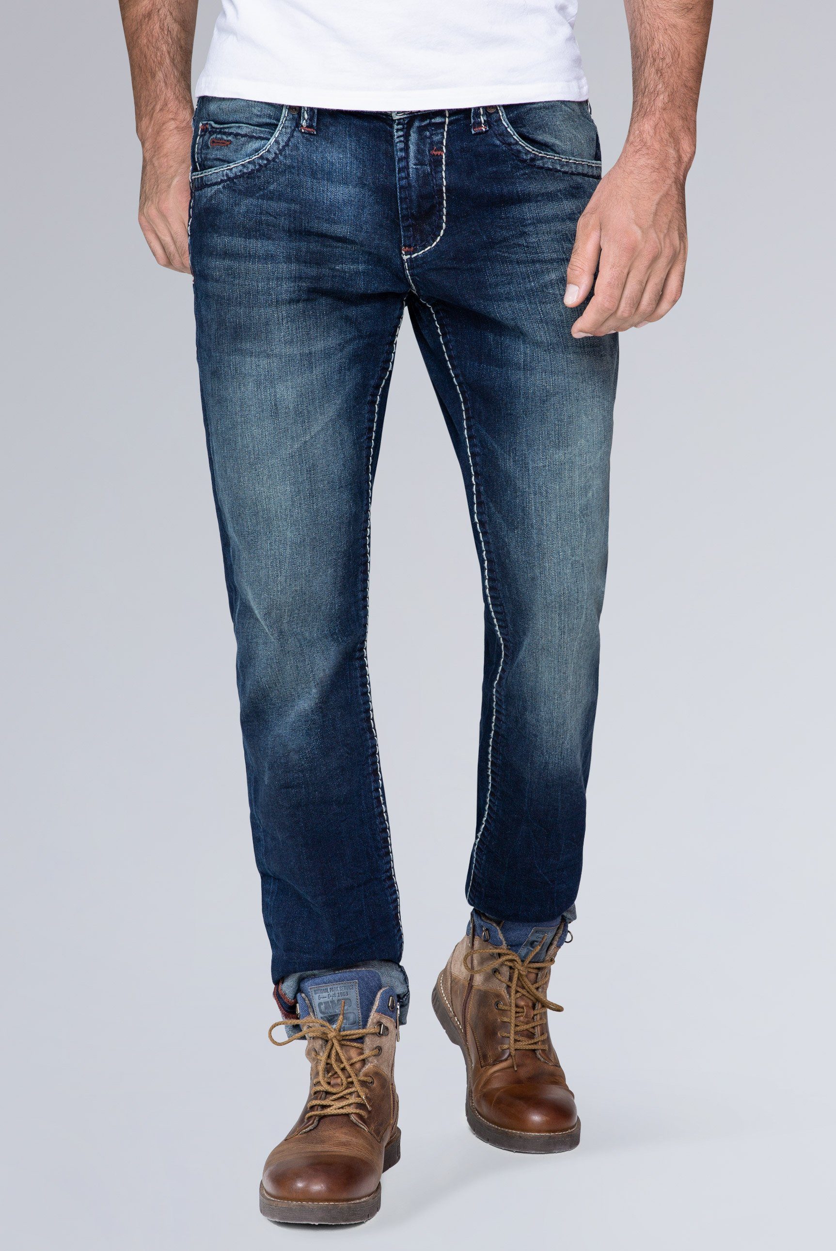 CAMP DAVID Regular-fit-Jeans mit Kontrast-Riegel | Stretchjeans