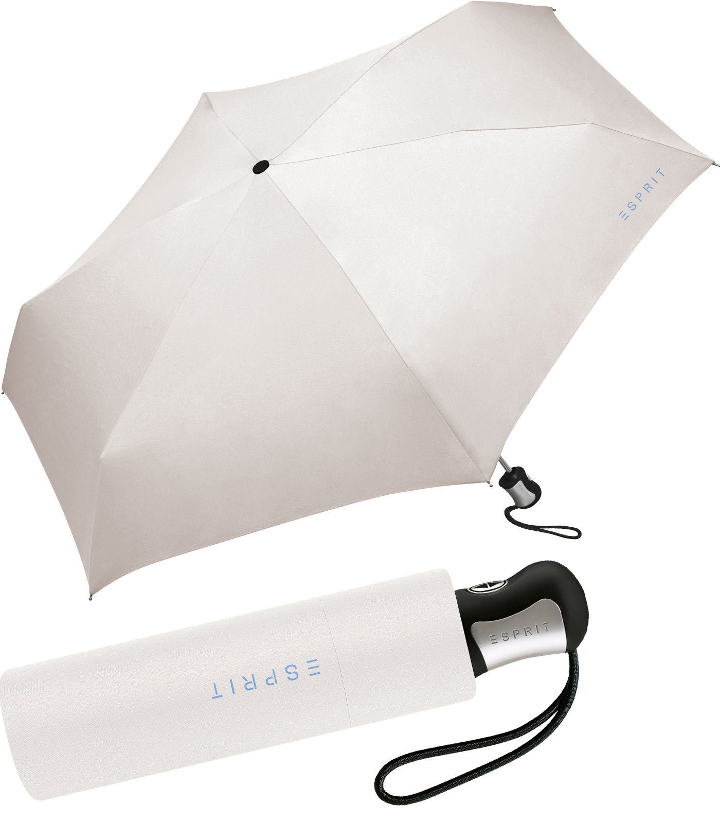Esprit Taschenregenschirm schöner, kleiner Schirm für Damen Auf-Zu Automatik, in kräftigen Farben - moonbeam cremeweiß