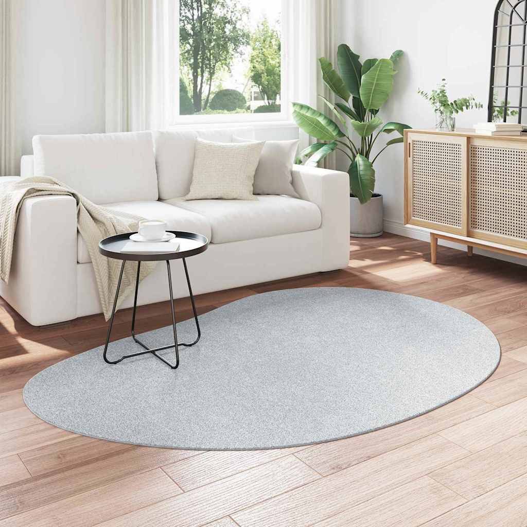 vidaXL Teppich Teppich HUARTE Grau 140 x 200 cm Polyester, Oval