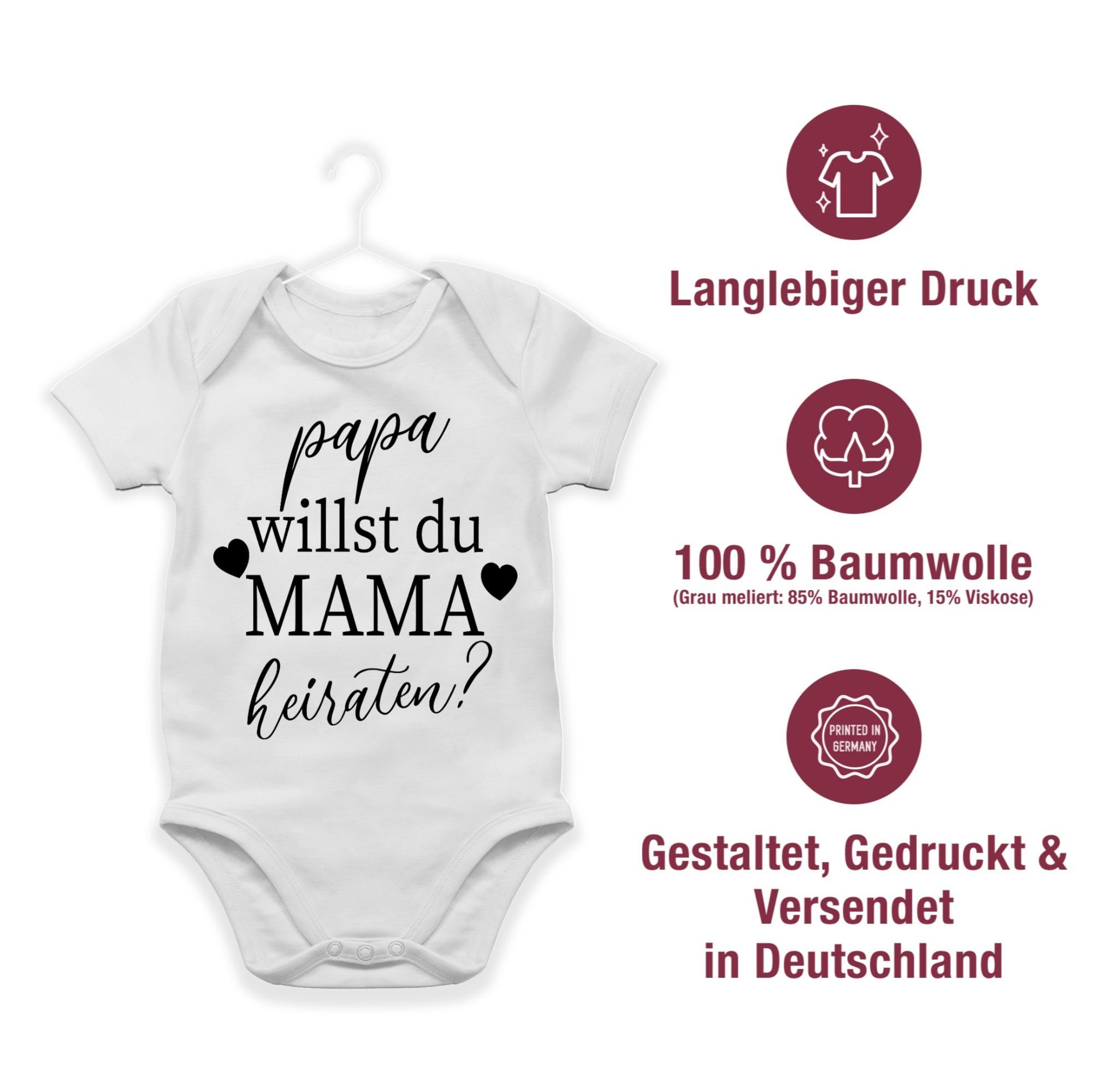 du Shirtracer meine Willst Mama Weiß Shirtbody - Heiratsantrag Baby - Hochzeit willst Mama Papa Du Baby heiraten 1