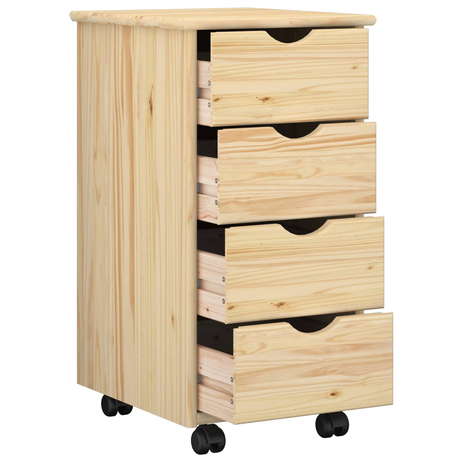vidaXL Schranksystem Rollschrank Mit Rad Braun 65,5 x 34 x 39 cm Massivholz Kiefer (1-St)