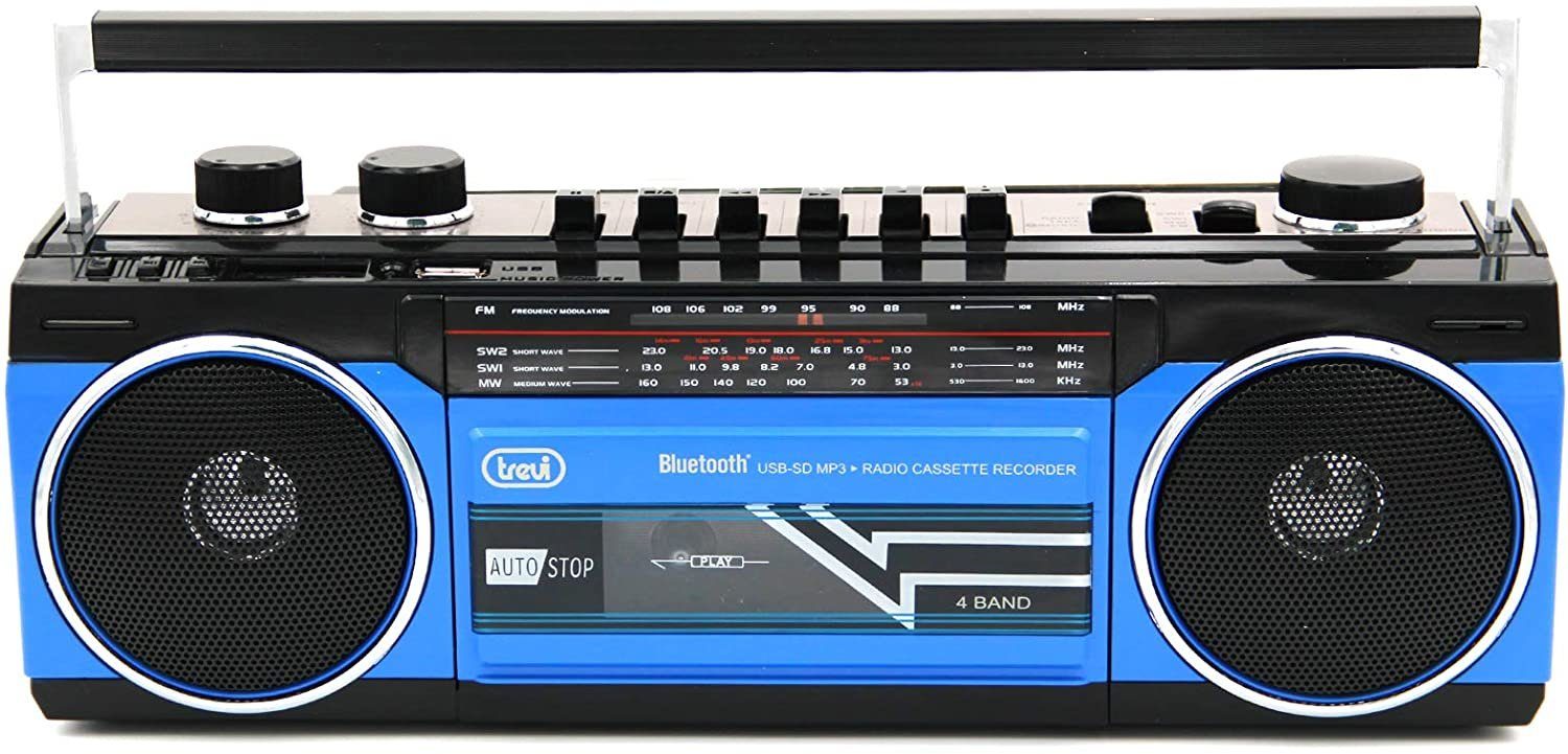 trevi RR 501 BK Radiorecorder - Kassette, microSD-Karte USB Flash Stick Retro-Radio Blau