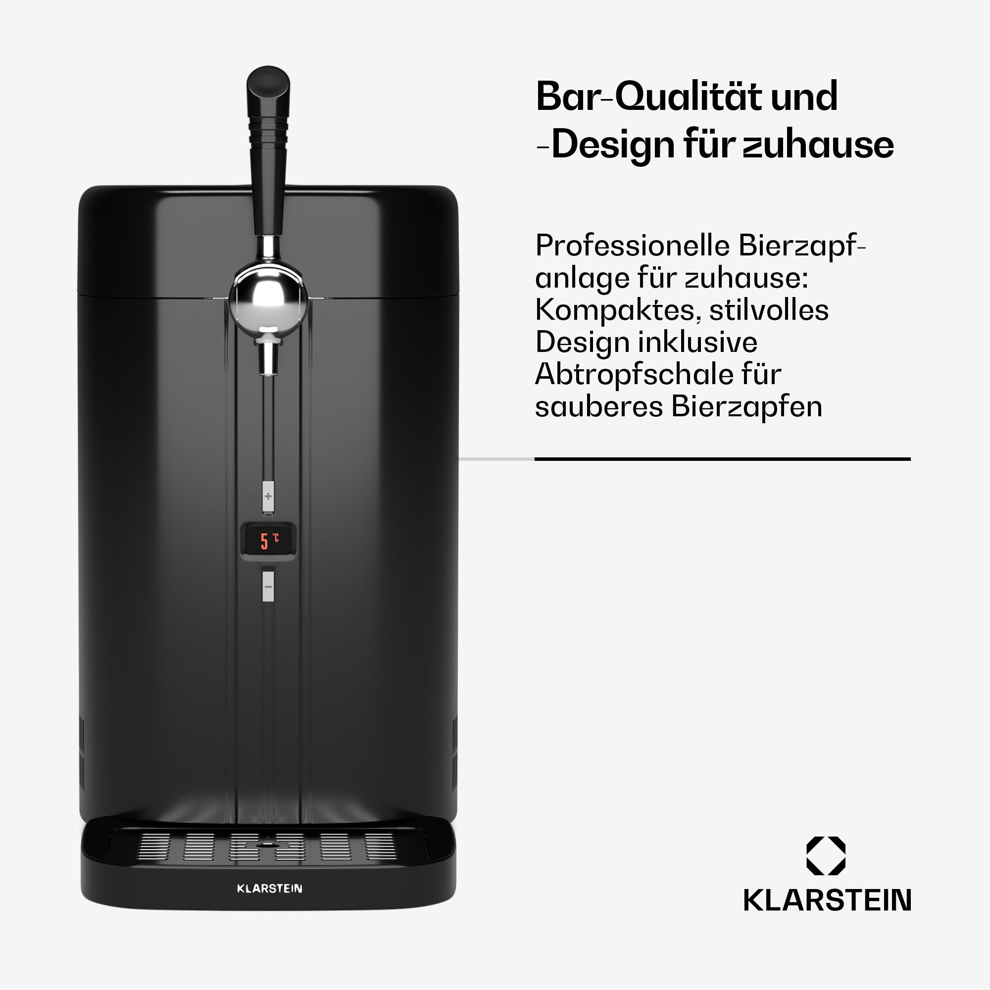 Klarstein Bierzapfanlage FrostBrew, Getränkespender Zapfanlage 5 L 60W LED