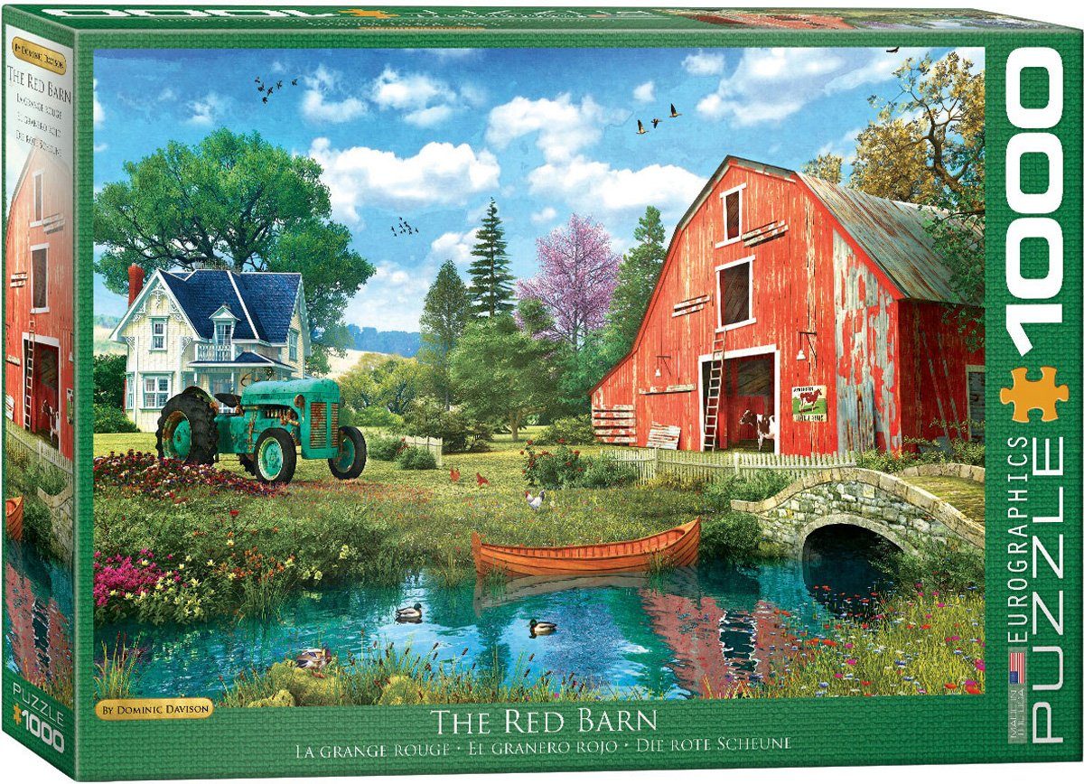 empireposter Puzzle Dominic Davison - Die rote Scheune - 1000 Teile Puzzle im Format 68x48 cm, Puzzleteile