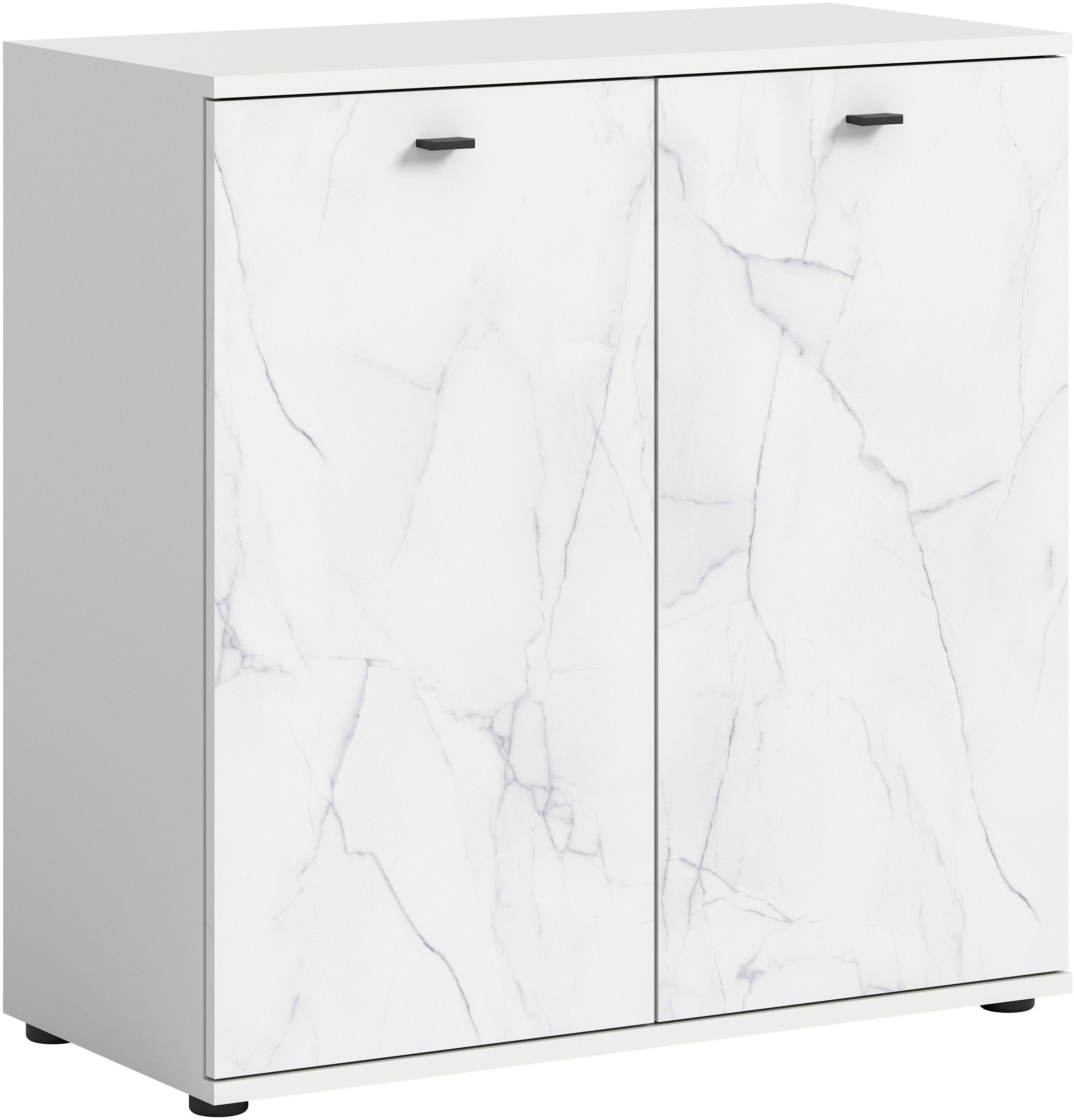 Kommode CALCOLO, Breite 86 cm, 2 Türen mit Soft-Close-Funktion, 4 Fächer