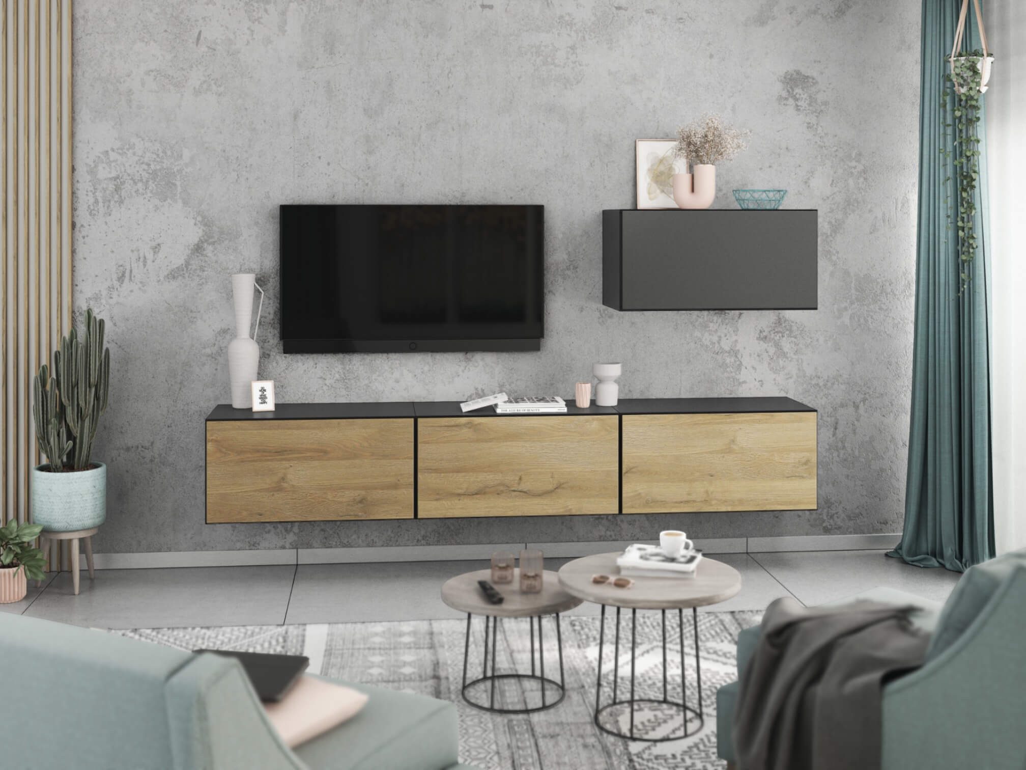 moebel-dich-auf Wohnwand VARIANTO 4, (4- teilig., besteht aus 4x Schrank mit Klappe), MDF Fronten tiefgezogen, Softclose