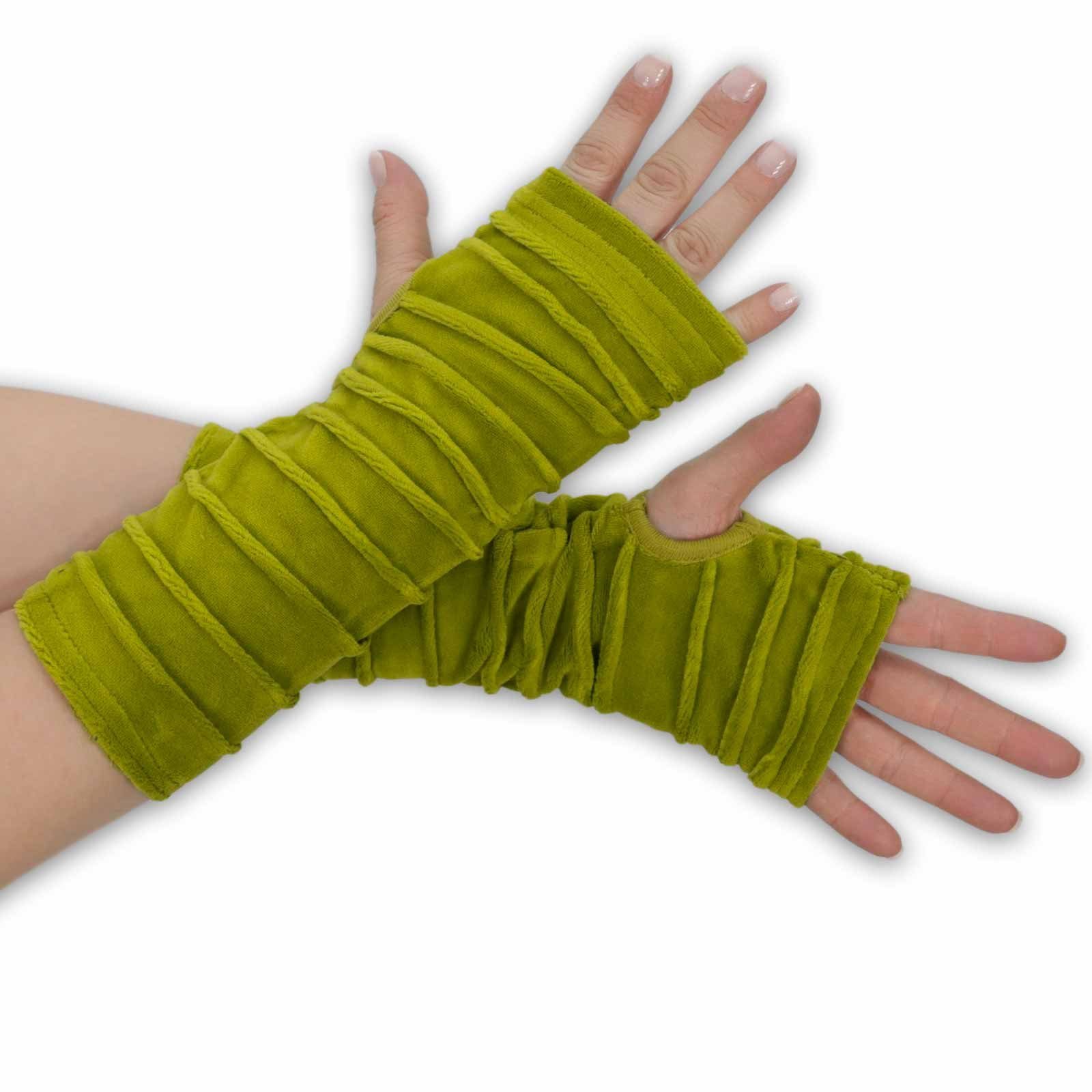 KUNST UND MAGIE Kunst Handschuhe Armstulpen Stulpen Samt Magie Handwärmer Boho Armstulpen und Lemon