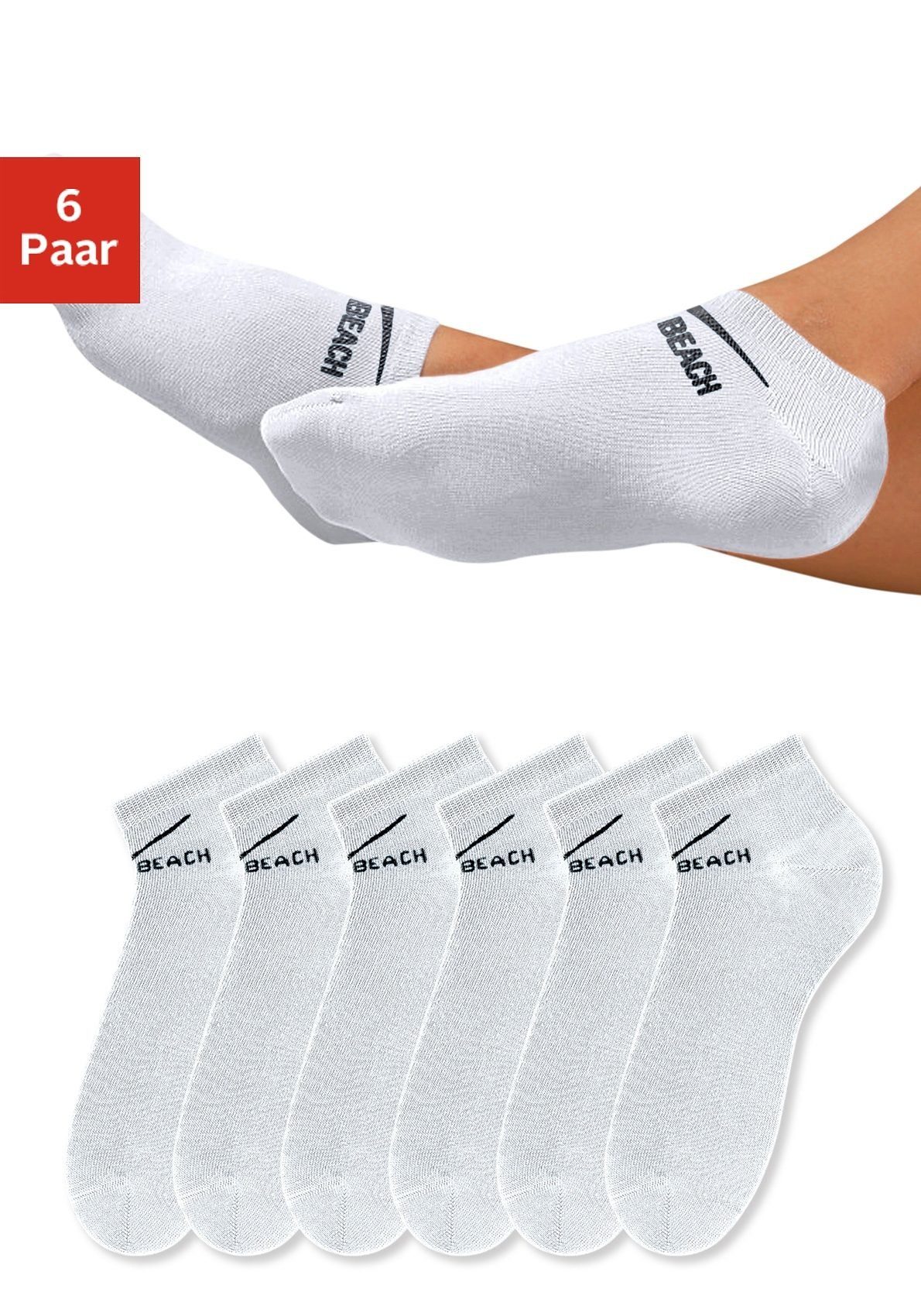 Venice Beach Sneakersocken (Set, 6-Paar) perfekte Passform durch LYCRA-Anteil weiß | Sneakersocken