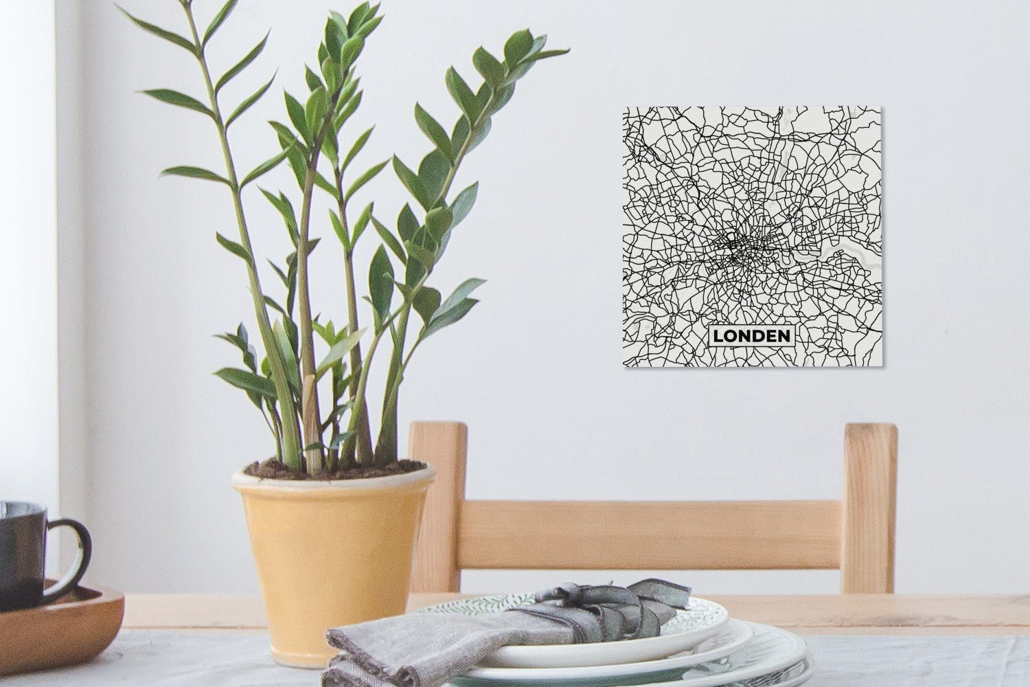London Leinwandbild Wohnzimmer Schwarz - Leinwand (1 Karte, Stadtplan Weiß - St), OneMillionCanvasses® und Schlafzimmer Bilder - für