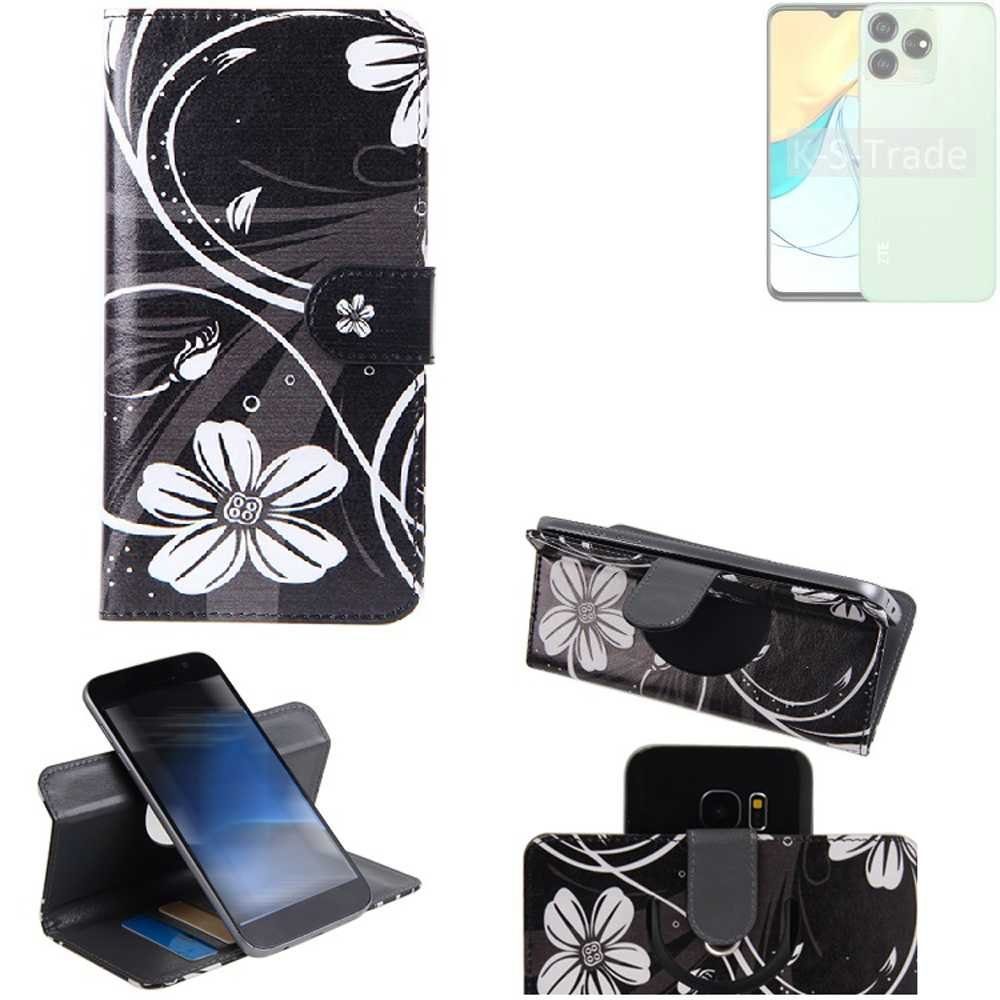 K-S-Trade Handyhülle für ZTE Blade V50 Design 4G, Schutzhülle Handyhülle Hülle 360° Wallet Case “Flowers“