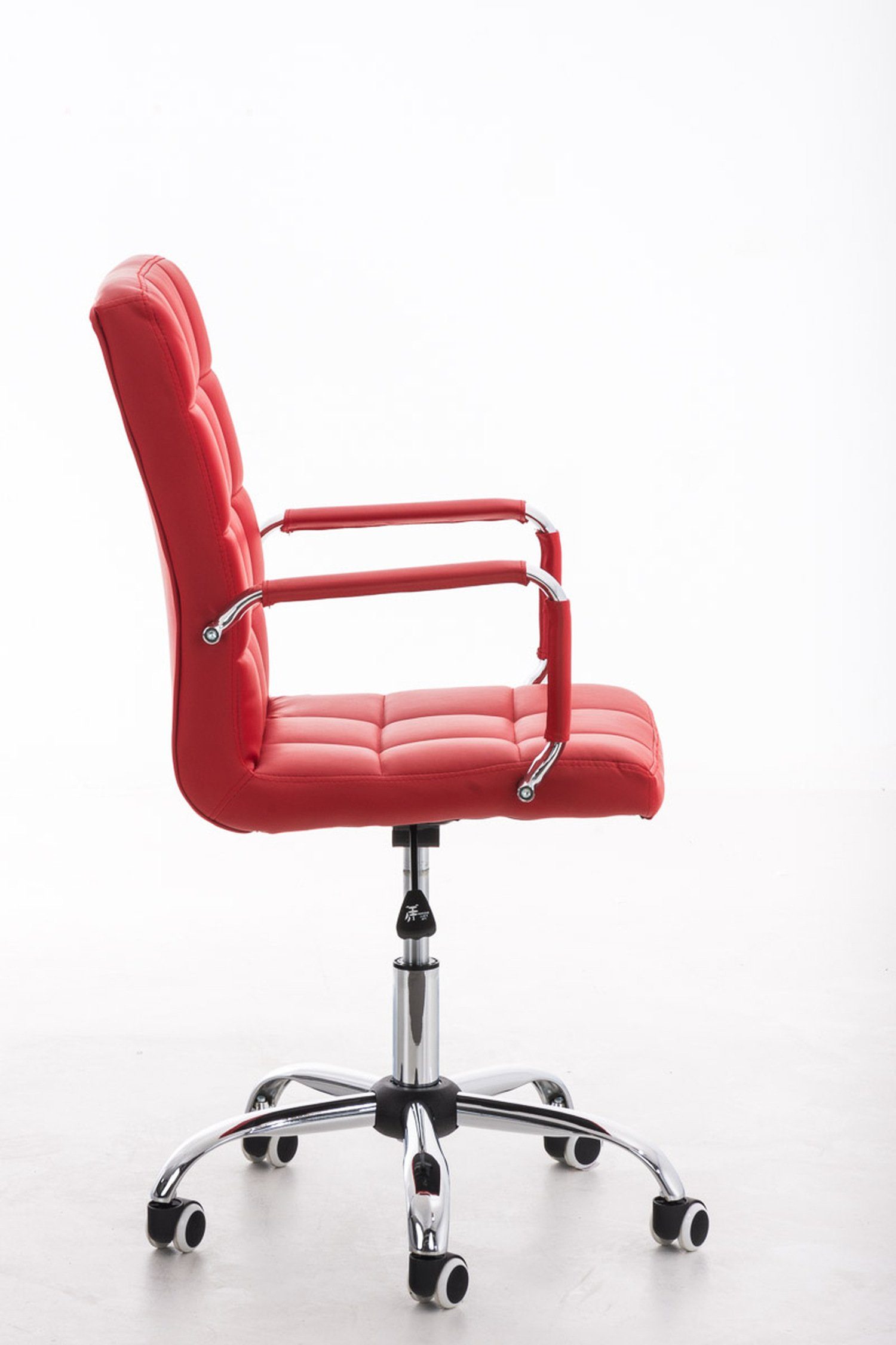 mit rot Kunstleder (Schreibtischstuhl, Rückenlehne chrom V2 Drehstuhl, TPFLiving - Bürostuhl bequemer Chefsessel), Deal Sitzfläche: Metall Konferenzstuhl, Gestell: