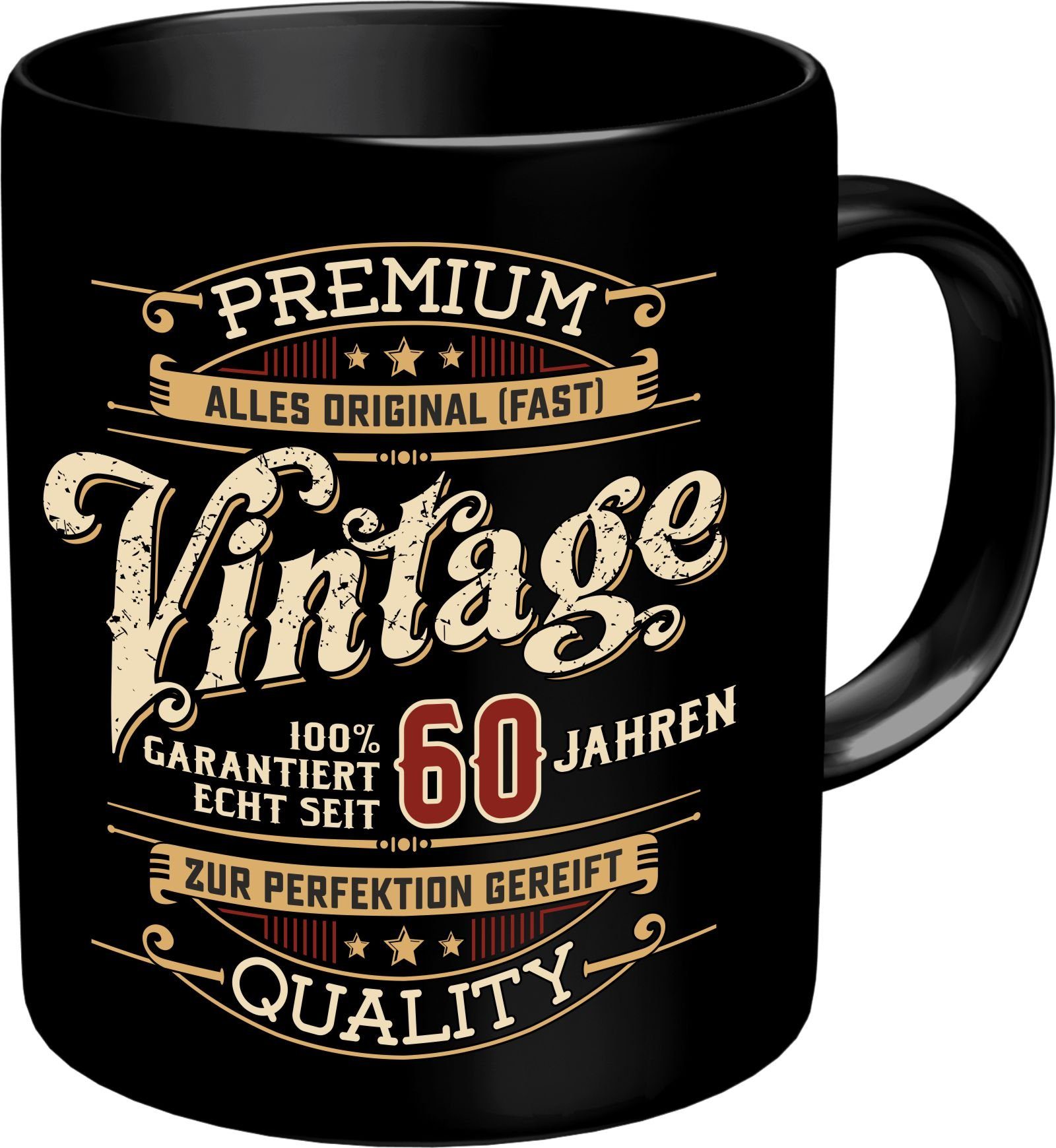 Rahmenlos Tasse Kaffeebecher als Geschenk zum 60. Geburtstag - Vintage-echt seit 60 J., Keramik