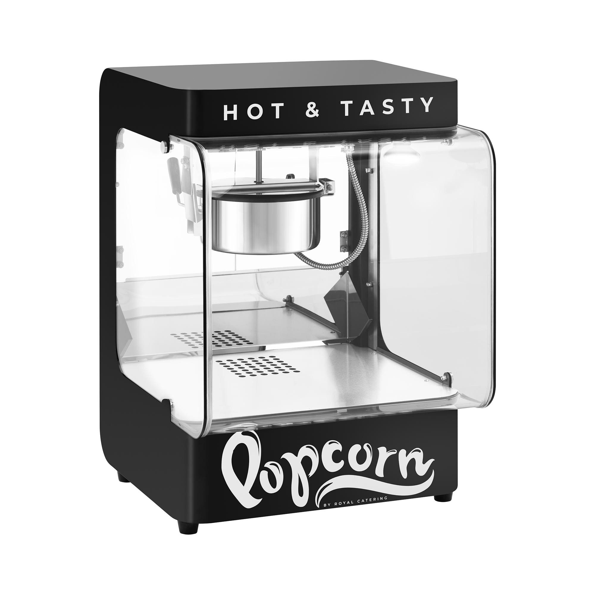 Royal Catering Popcornmaschine 4- 5 kg/h Popcornmaker Profi-Popcornautomat Beleuchtung Gastro schwarz