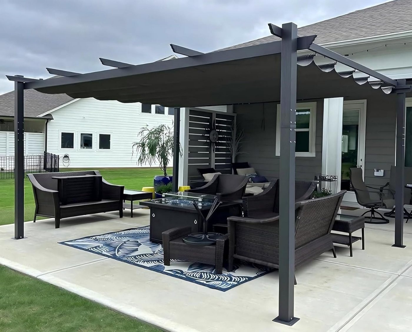 Thumbnail - PURPLE LEAF Pergola 3,65 X 4,85 m Wasserdicht Stabil Winterfest Terassenüberdachung, BxTxH: 355x485x245 cm, Garten Pavil...