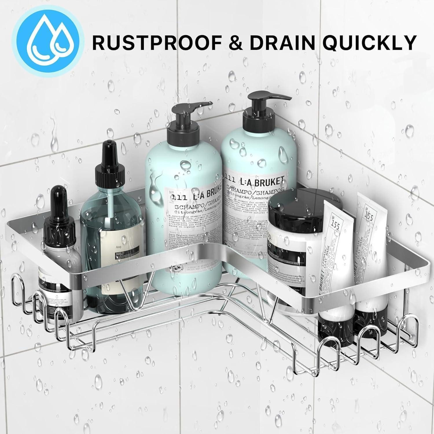 LuxusKollektion Duschablage Duschablage Ecke Edelstahl ohne Bohren Badezimmer Organizer – Bild 4 von 5