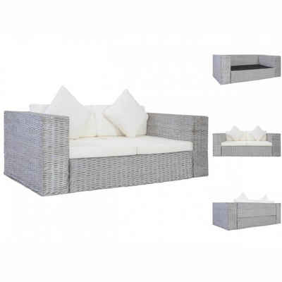vidaXL Sofa 2-Sitzer-Sofa mit Polstern Grau Natürliches Rattan Couch
