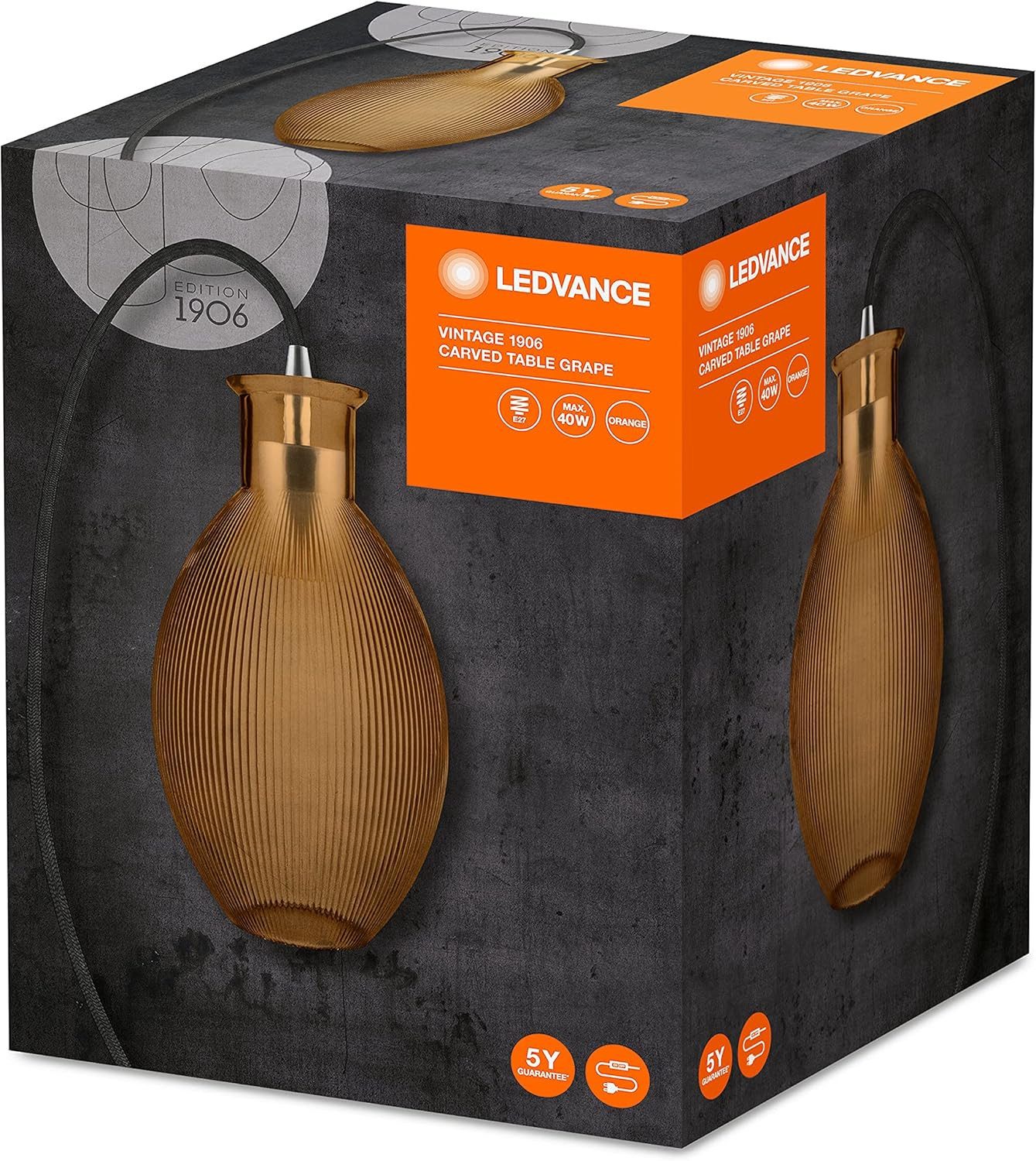 Ledvance LED-Leuchtmittel LEDVANCE Vintage Edition 1906, Tischleuchte mit E27 Sockel, Oranges Gl, 1 St., LEDVANCE Vintage Edition 1906, Tischleuchte mit E27 Sockel, Oranges Gl