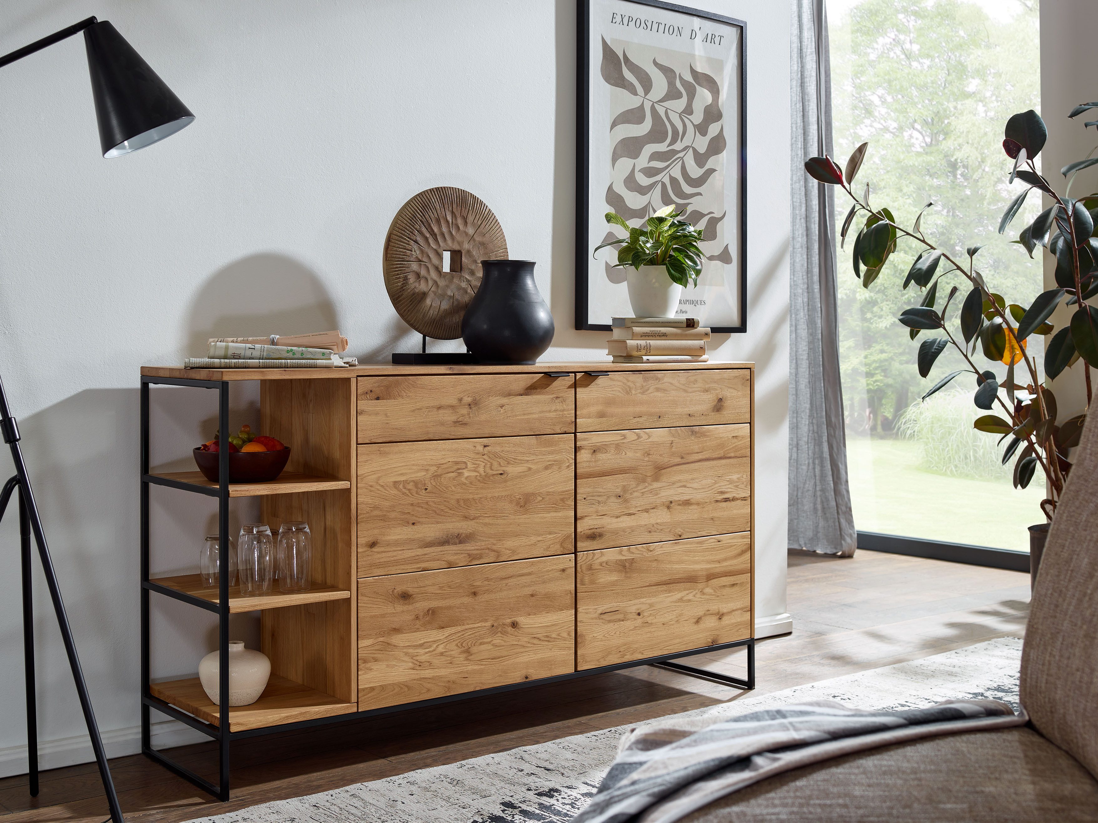 Woodroom Sideboard Siona (Wildeiche massiv geölt 150x85x40 cm), Kommode, Anrichte