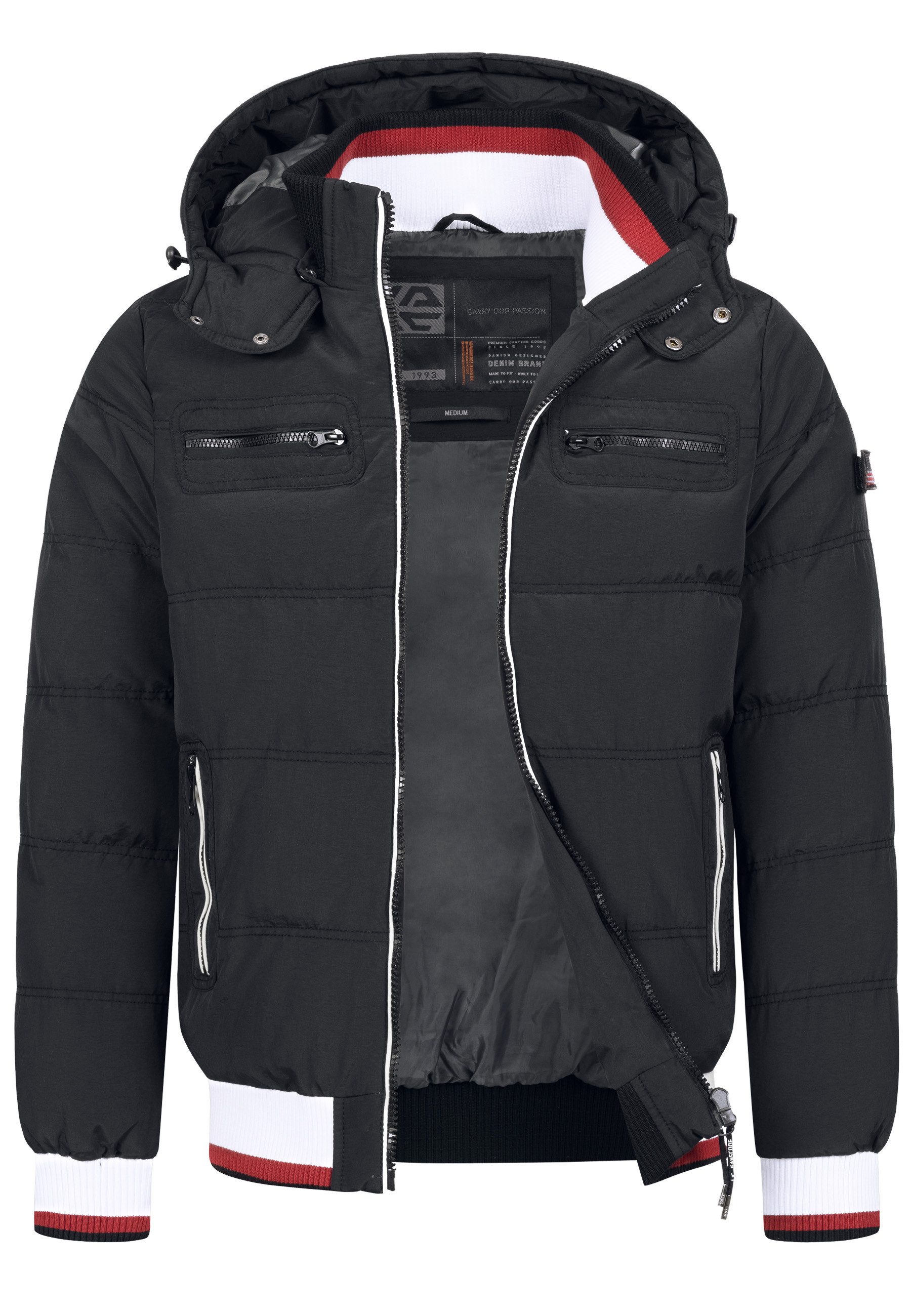 Indicode Steppjacke Herren Marlon Herrenjacke Daunen-Optik mit sportlichem Rippstrickbündchen