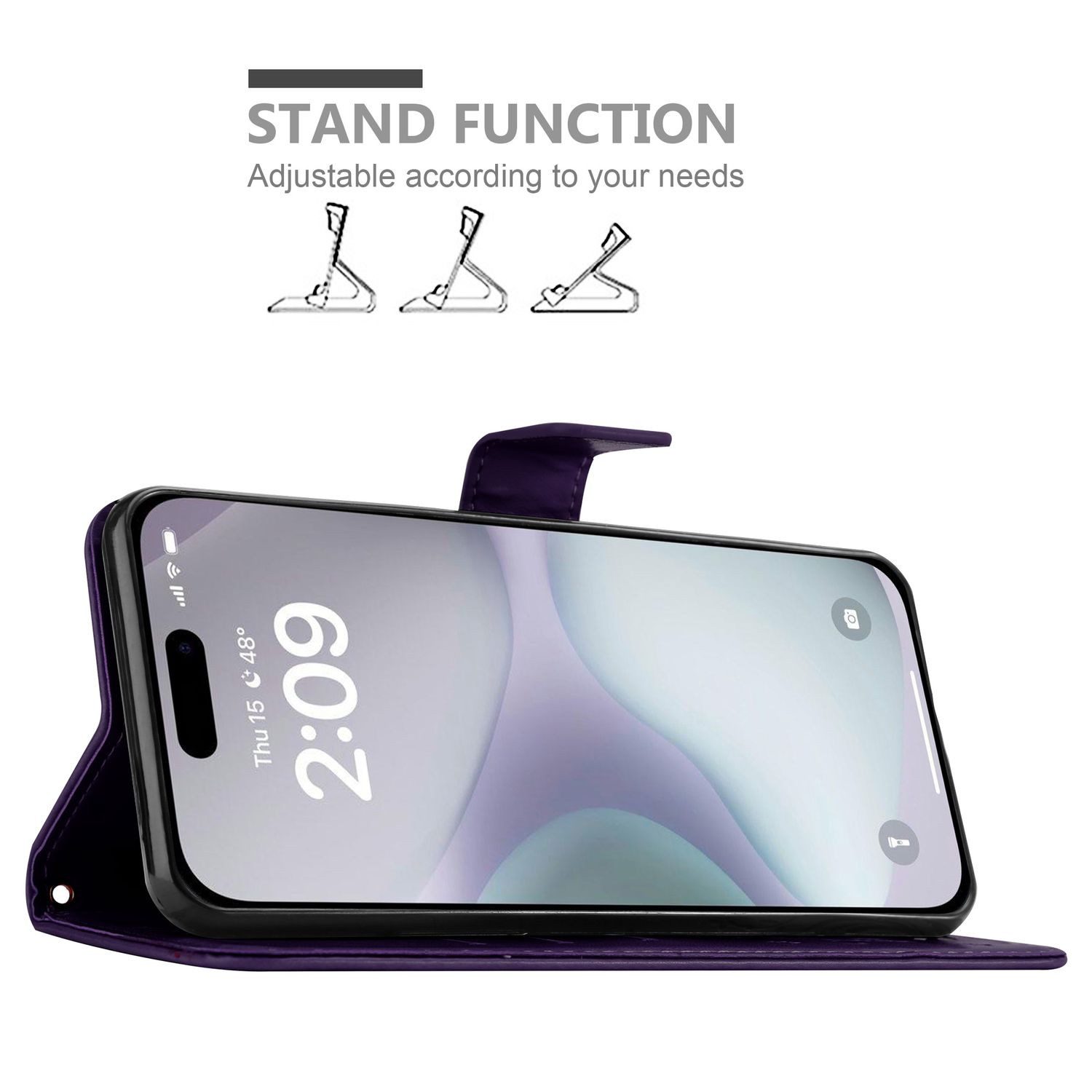Cadorabo Handyhülle für iPhone 16 PLUS Hülle Apple iPhone 16 PLUS, Hülle Schutzhülle Blumen Flower mit Standfunktion Kartenfach Magnet
