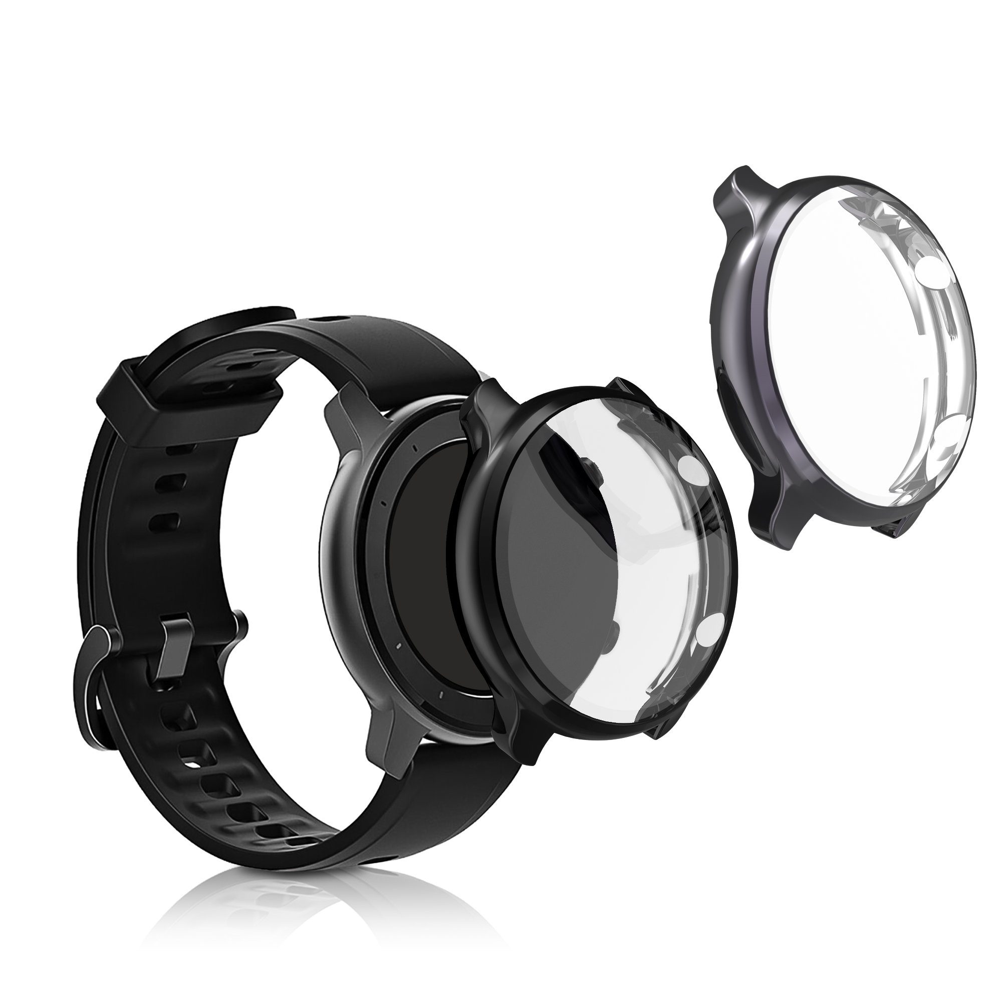 kwmobile 2x Silikon Hülle für Huami Amazfit GTR 2 / 2e Smartwatch, 2-tlg., Schutzhülle Fullbody Display Cover Set aus Silikon