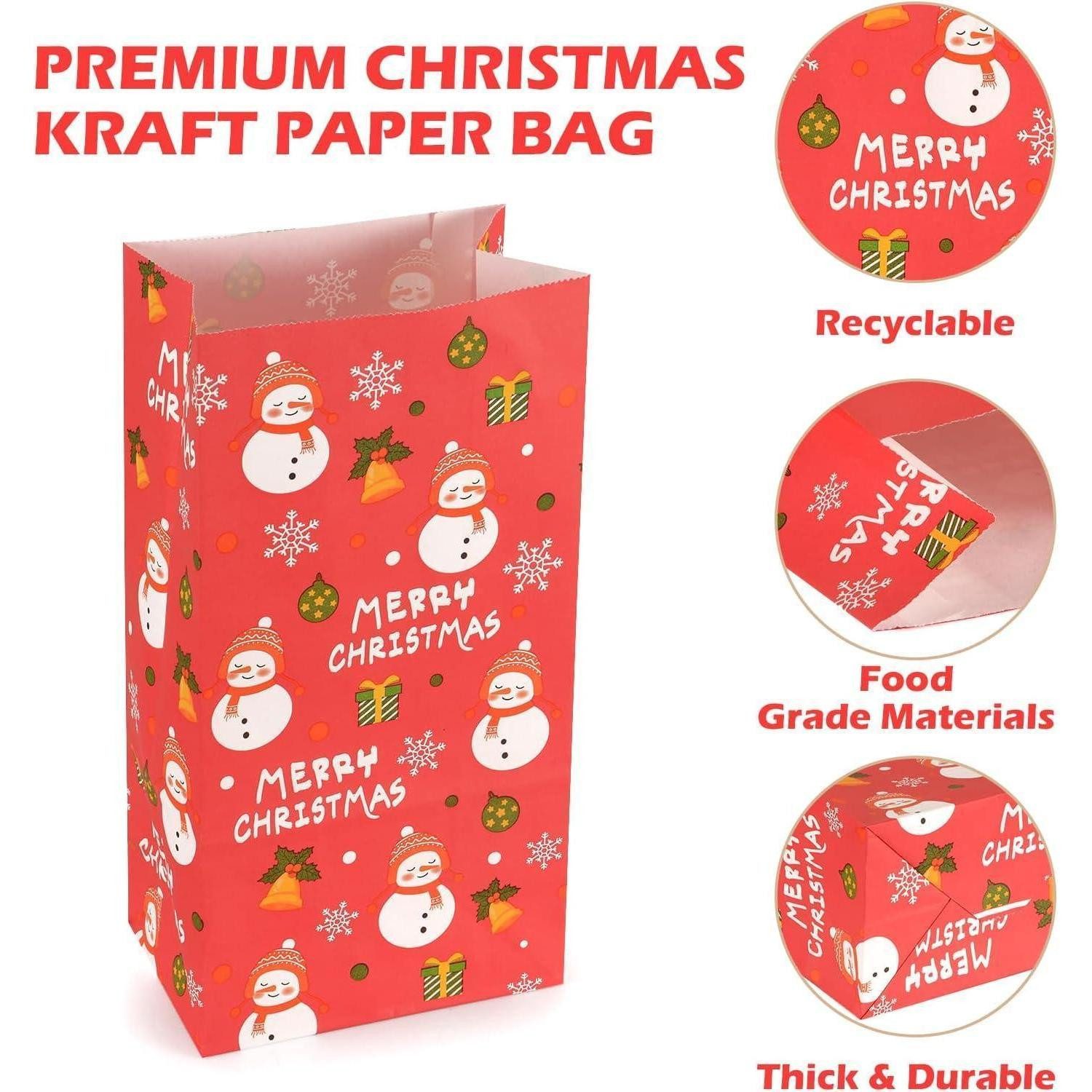 LuxusKollektion Packpapier Papiertüten Weihnachten 48 Stück Kraftpapier Aufkleber Bunt-48