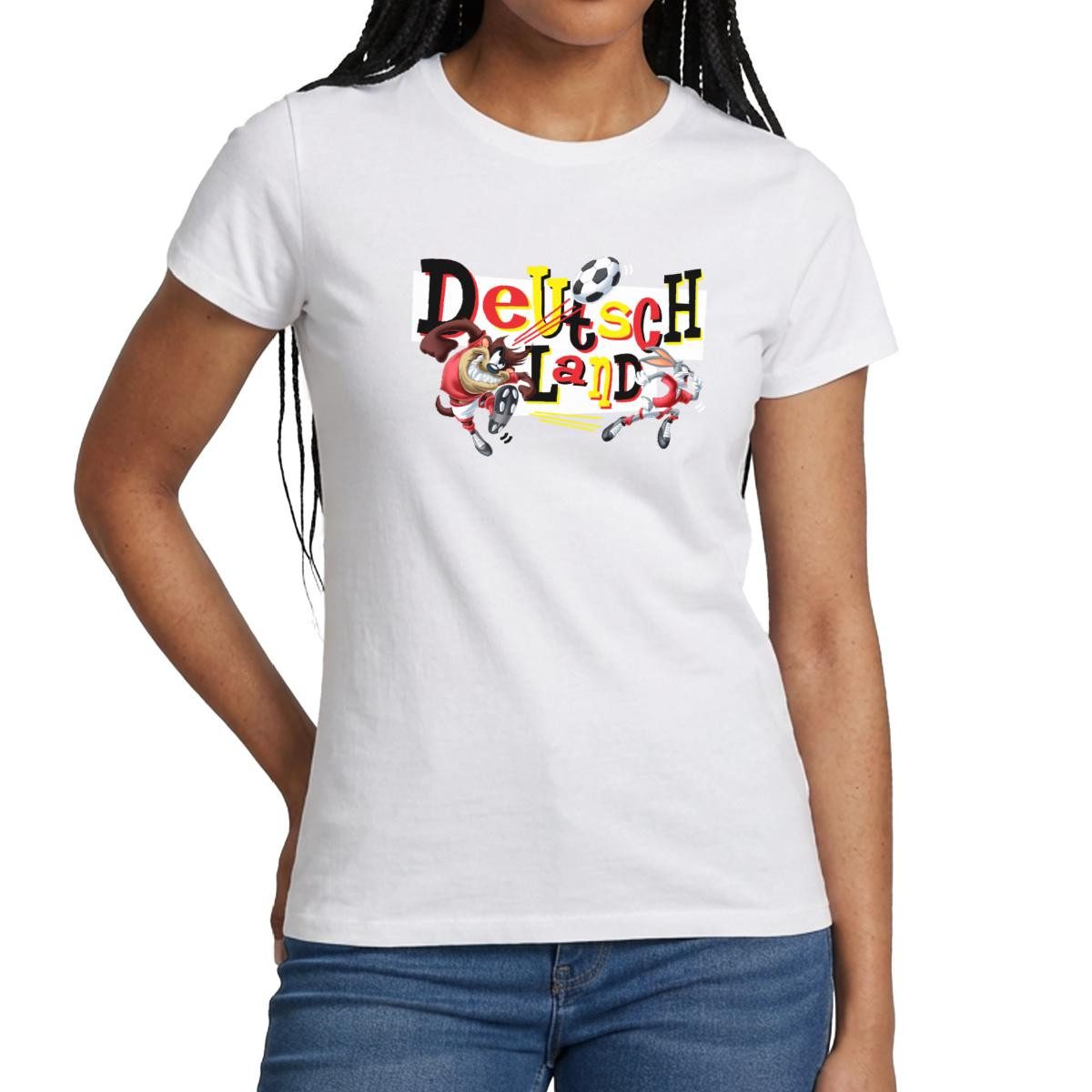 Spreadshirt T-Shirt Looney Tunes Bugs Bunny Taz Fußball Deutschland Frauen T-Shirt (1-tlg)