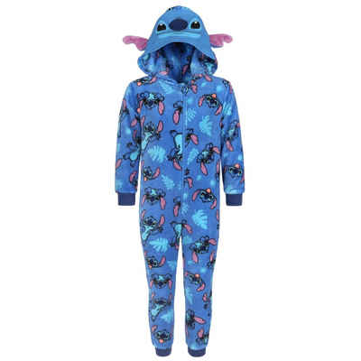 Sarcia.eu Schlafanzug Stitch Disney - Blauer, Kinder Fleece-Einteiler mit Kapuze, 5-6 Jahre