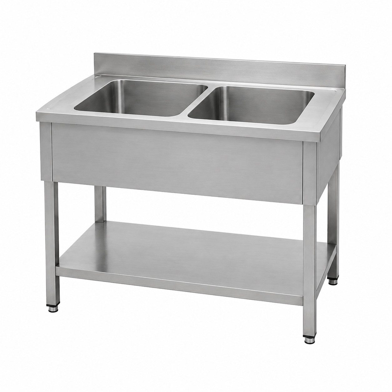 Orange Edelstahlspüle Spültisch 1800x700x850mm, 2 Becken rechts, Beckenmaße 500x500x250mm