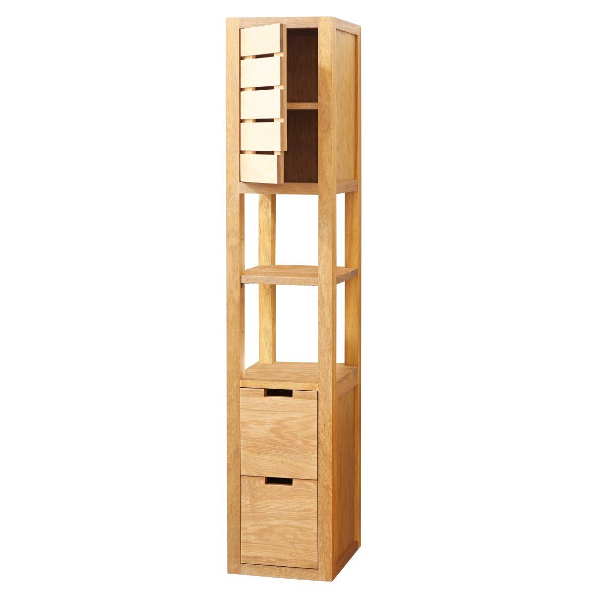 Tikamoon Hochschrank Hochschrank aus Eiche 30 cm Wandbefestigung Hängeschrank Massivholz