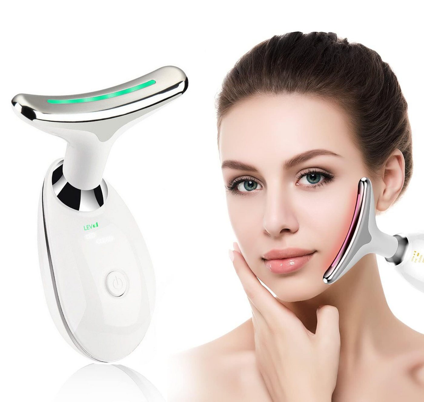 oyajia Gesichtsmassagegerät Gegen Falten Elektrisch mit 3 Modi, 45℃ Gesicht Massagegerät Vibration, Anti Aging Gesicht für Hautstraffung & Lifting