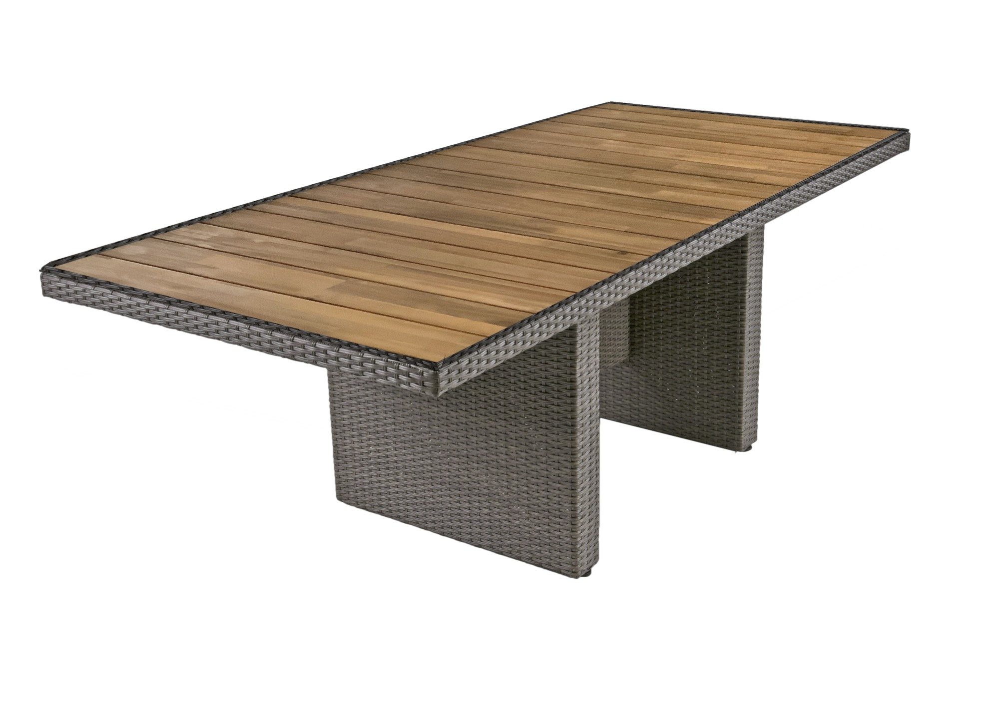 Garden Pleasure Gartentisch, Tisch BRAGA 220cm grau Polyrattan Akazietischmöbel Möbel