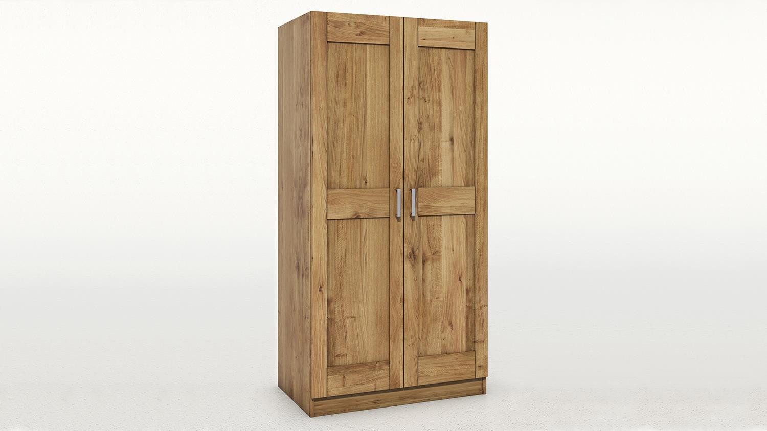 ELFO Kleiderschrank Kleiderschrank Toni 2 Schrank in Wildeiche teilmassiv 102 cm Türen aus Massivholz