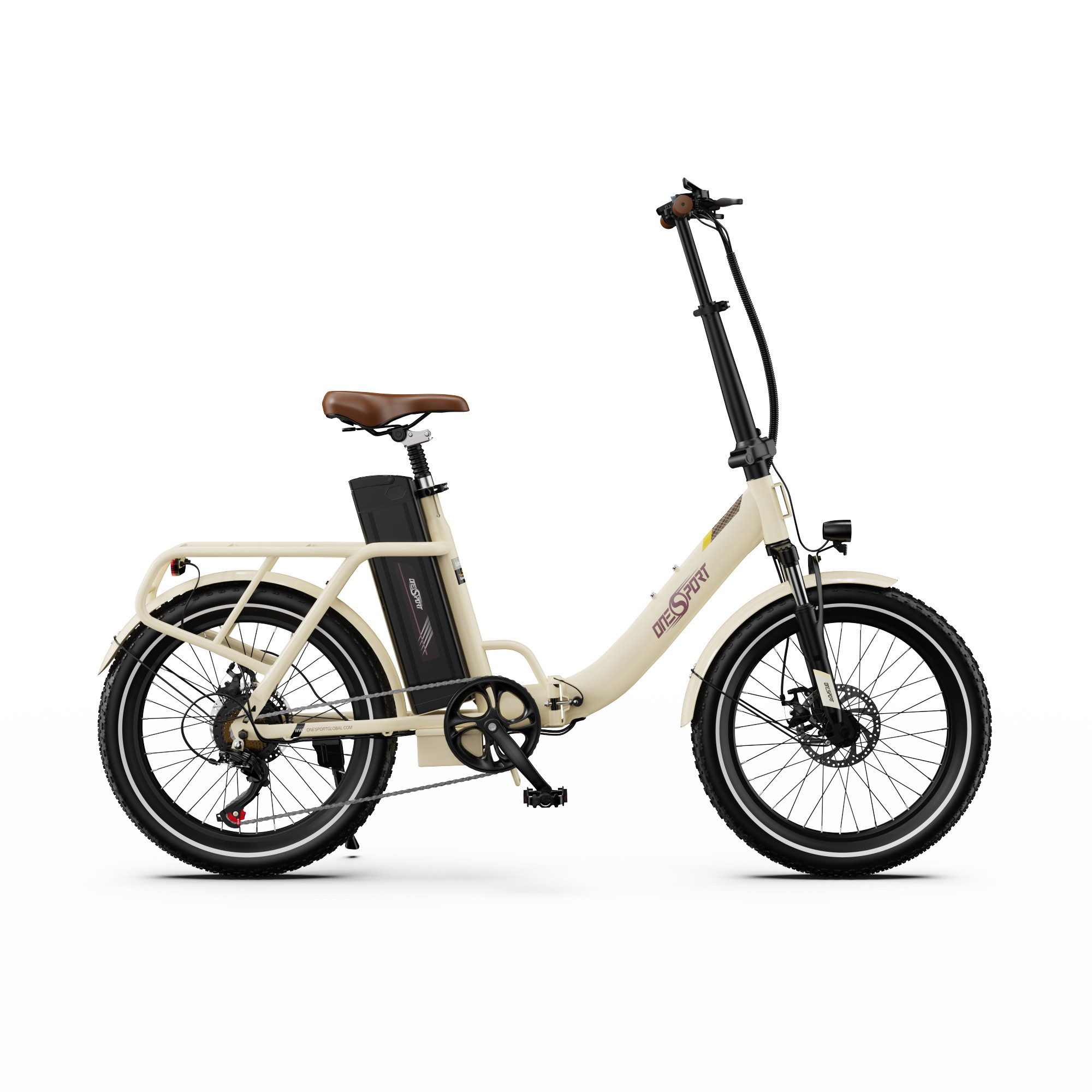 Onesport E-Bike Faltrad OT16-2 klappbares Citybike mit dicken 20 Zoll-Reifen, Retro Pedelec, Shimano, Kettenschaltung, Heckmotor, 816 Wh, (mit Schutzbleche), Elektrofahrrad mit Scheibenbremse und Gepäckträger