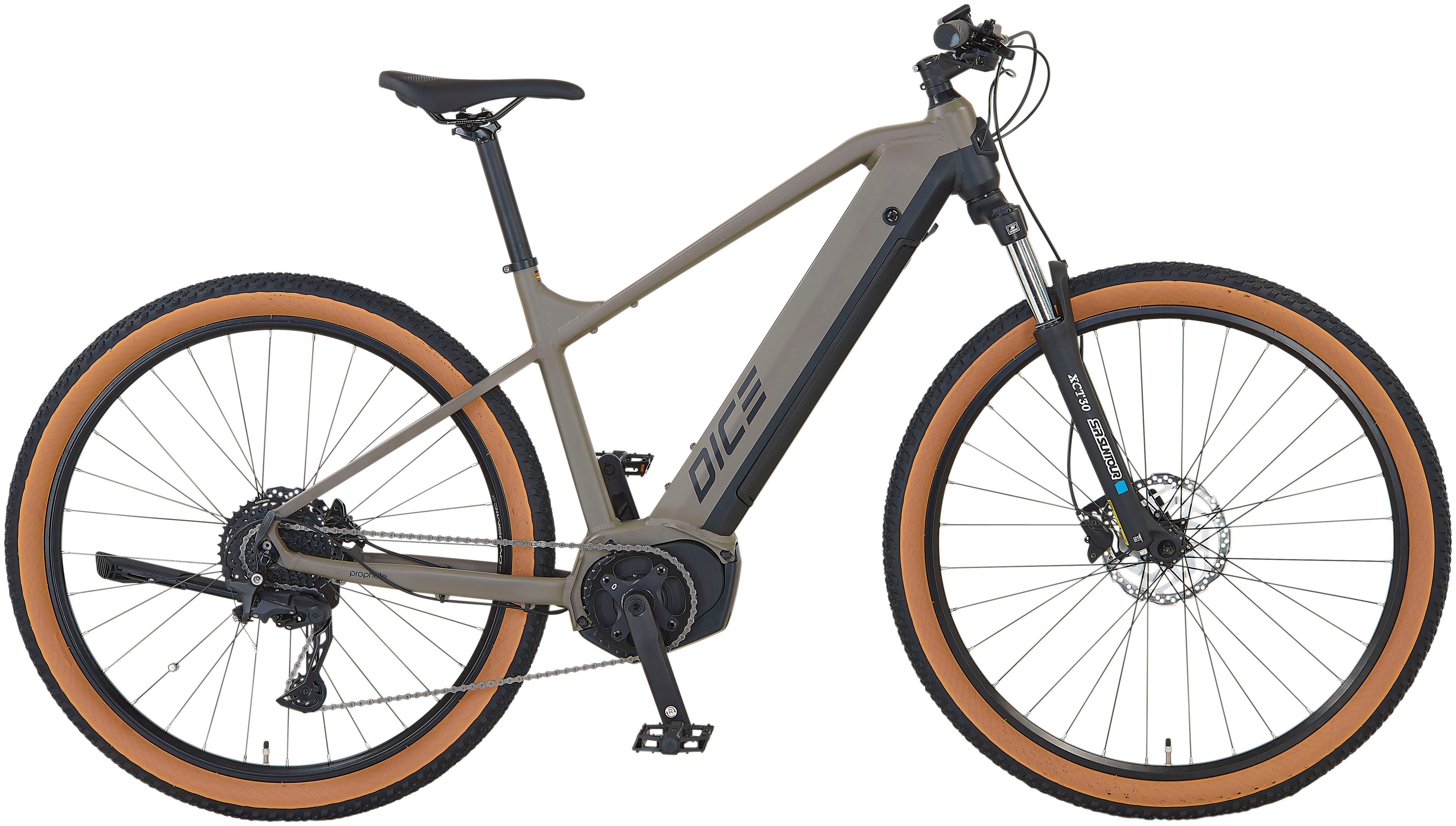 Prophete E-Bike Mountainbike Dice 3.0, 10 Gang Shimano Cues Schaltwerk, Kettenschaltung, Mittelmotor, 540 Wh, Pedelec, Elektrofahrrad für Damen und Herren, MTB