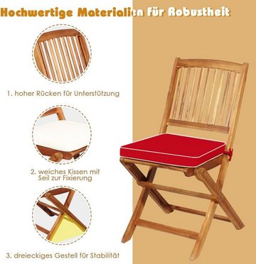 KOMFOTTEU Balkonset klappbar, (Set, 3-tlg), aus Akazienholz, mit Sitzkissen