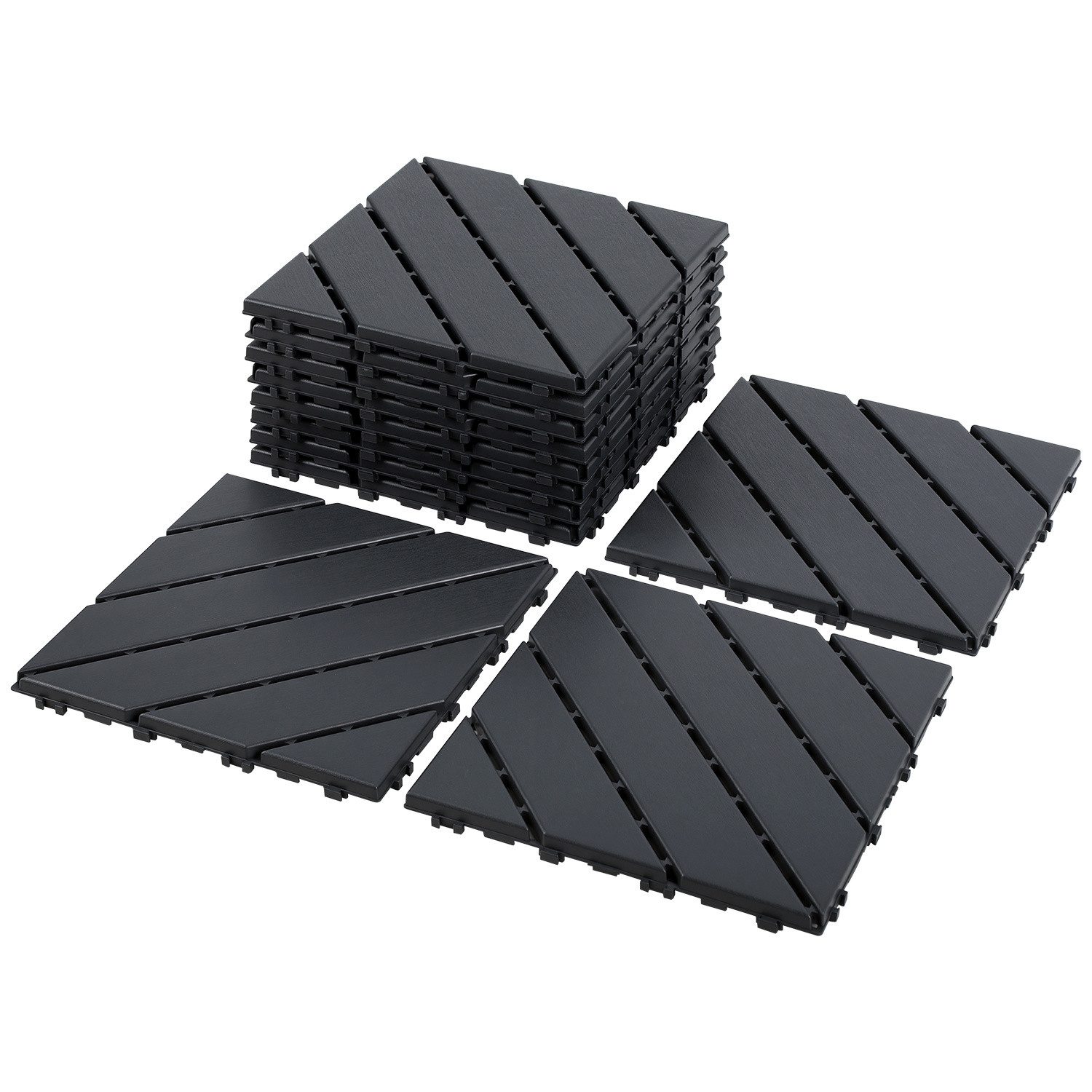 Terrassenplatte 99 Stück PP Terrassenfliesen 30x30 Langlebige Klickfliesen anthrazit