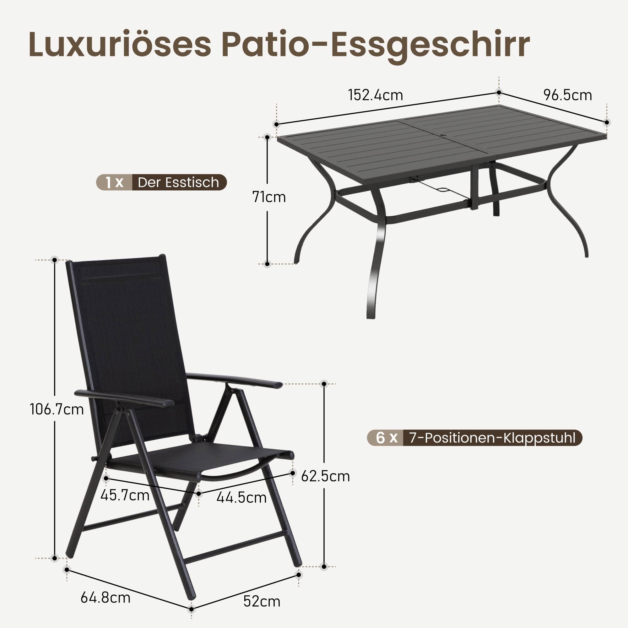 PHI VILLA Garten-Essgruppe, (6 Verstellbar mit günstig online kaufen