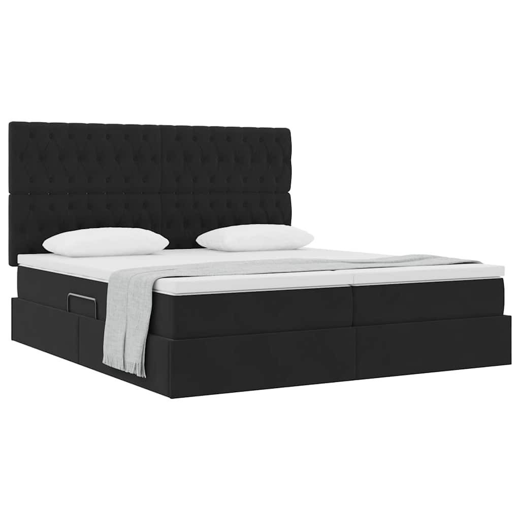 furnicato Stauraumbett Aufbewahrungsbett mit Matratze 180 x 200 cm Schwarz (1-tlg), Hydraulischer Lift-Mechanismus Boxspringbett mit großem Stauraum